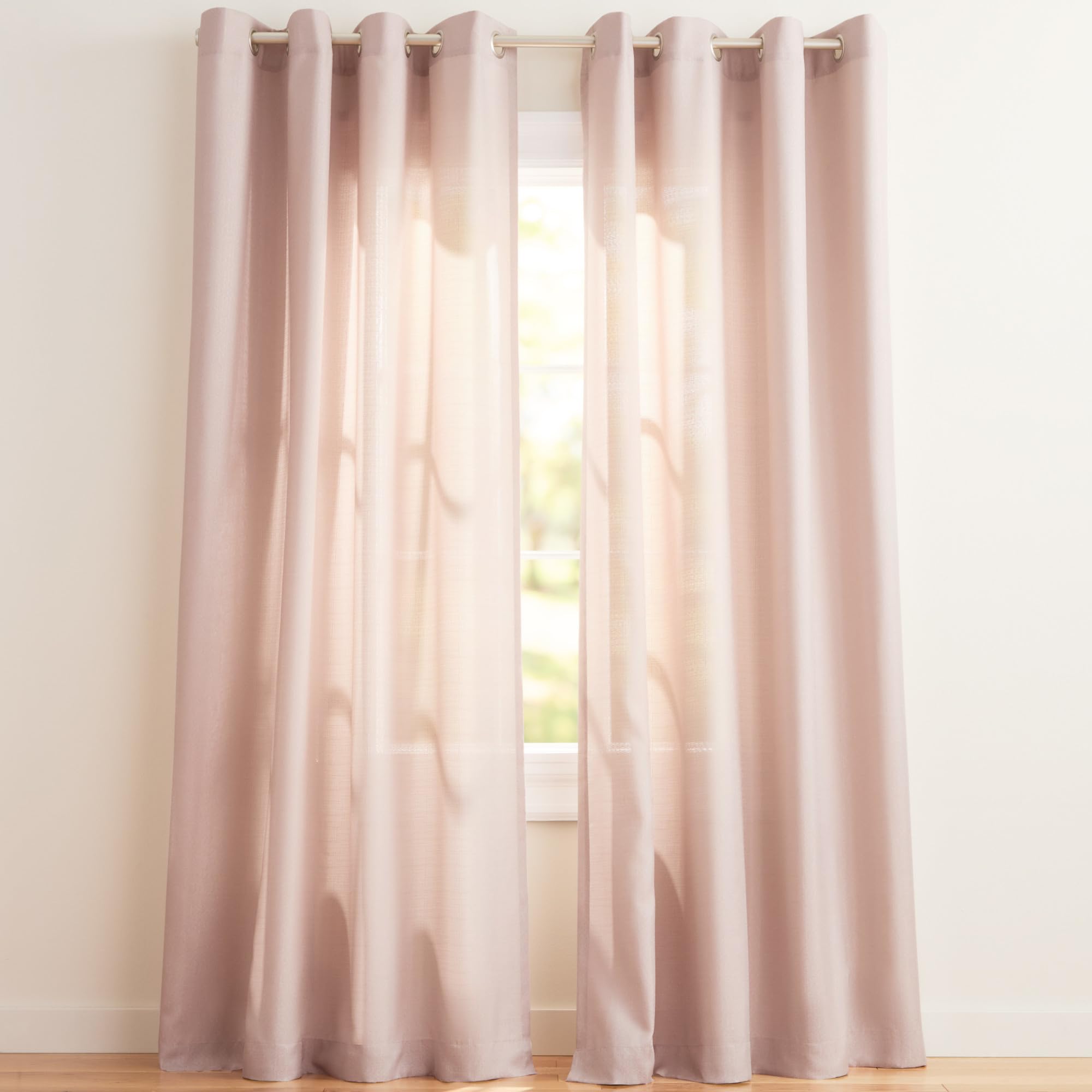Exclusive Home Loha Linen Grommet Top Curtain Panel Pair, 54"x84", Blush