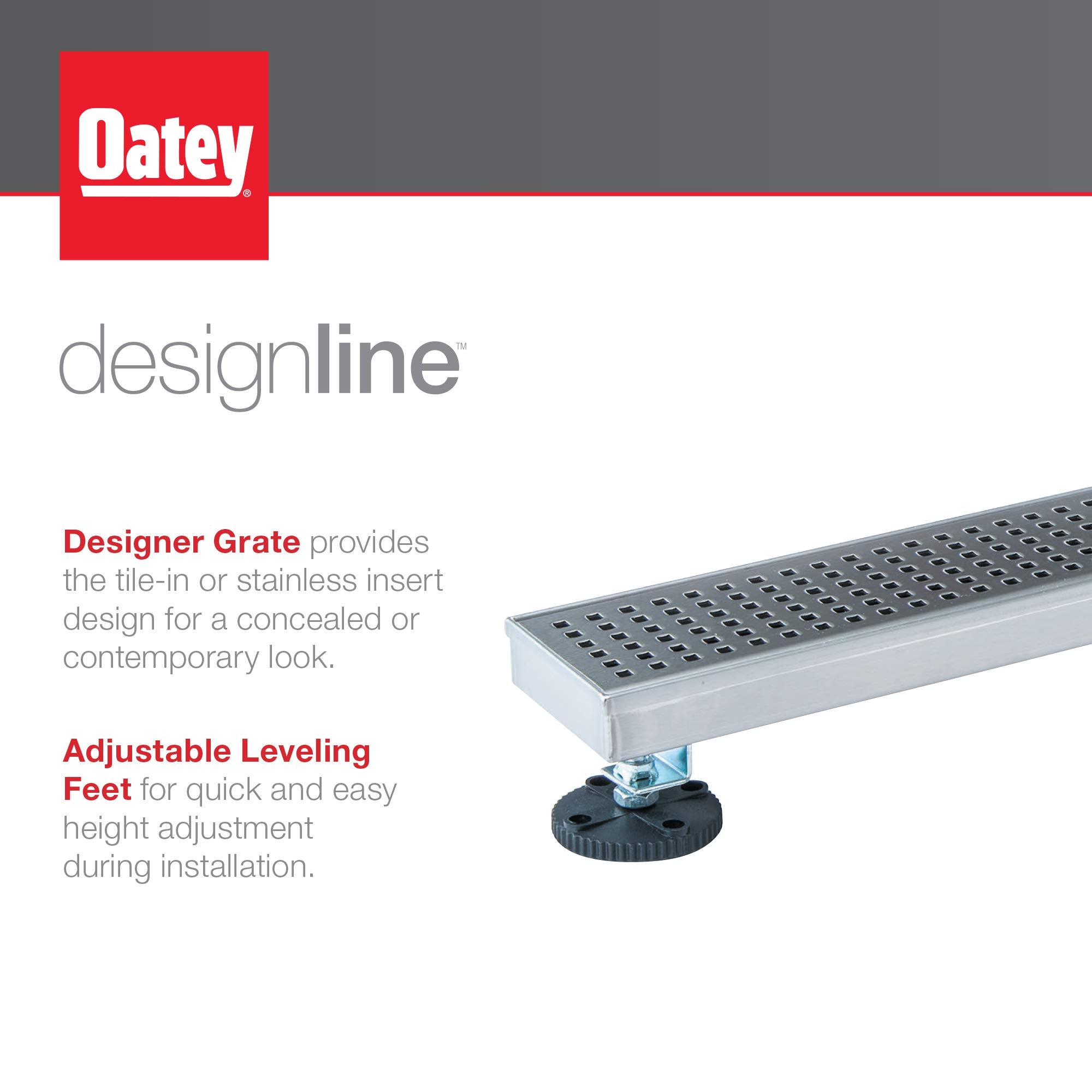 Designline 32 in. Linear Shower Drain Tile-in Grate in Stainless Steel