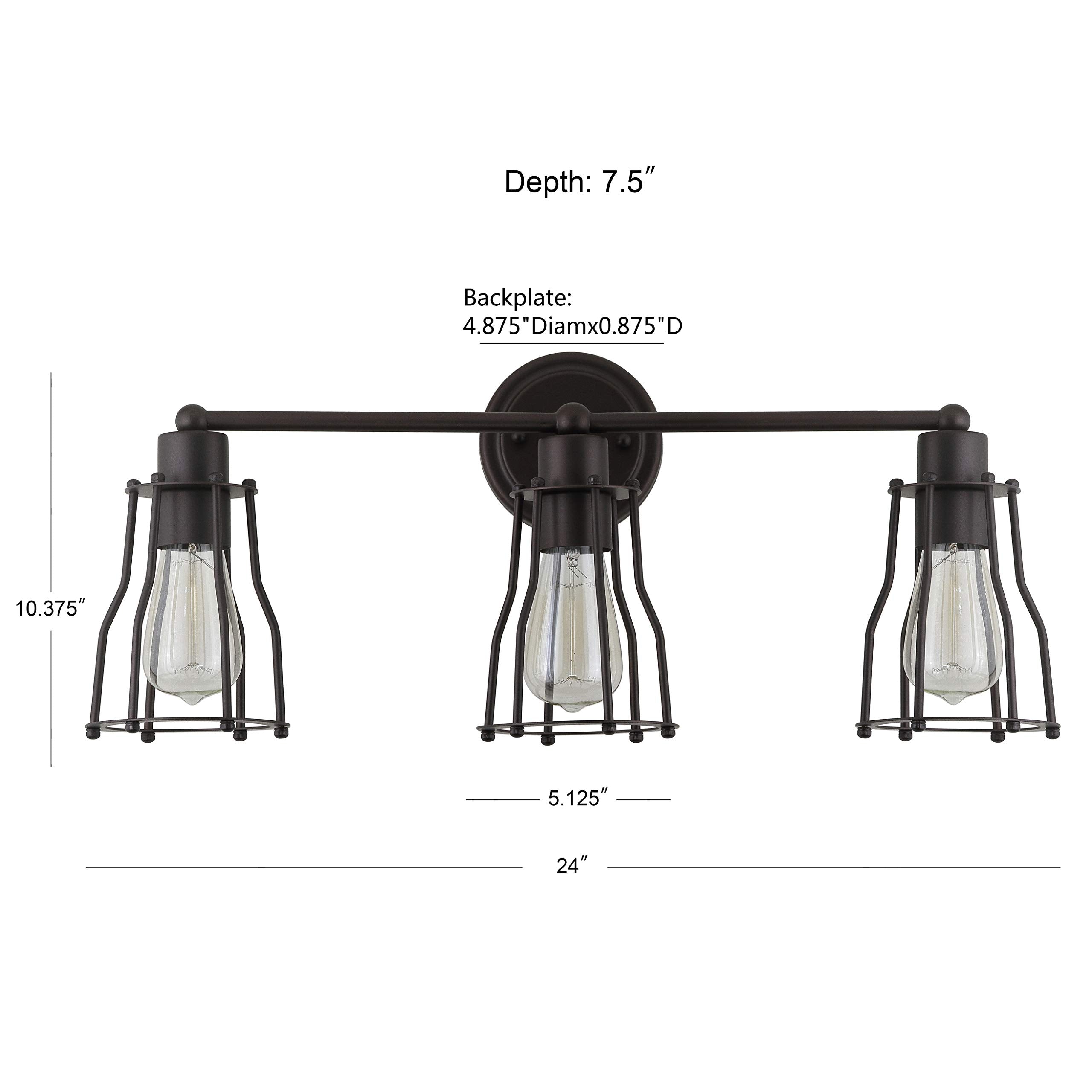 JONATHAN Y JYL7421A Florence 24" 3-light Metal Industrial Vanity Light Contemporary Reversible 2200K EDISON 25W Bulbs Included for Bathroom Hallway Living Room Bedroom Mirror, Oil Rubbed Bronze