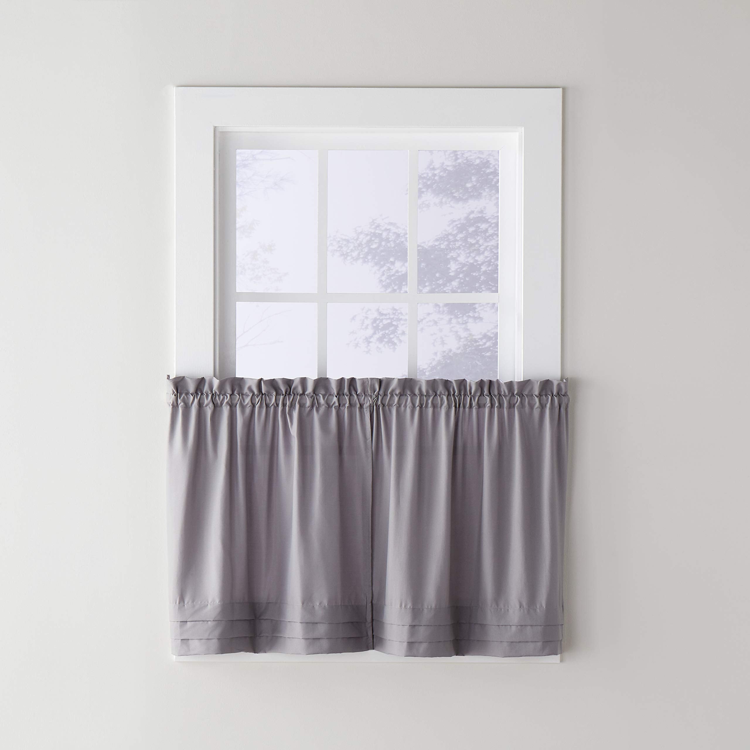 SKL Home Holden Curtain Tier Pair, 57 inches x 24 inches, Dove Gray, 2 Count