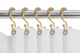 Utopia Alley Shower Hooks - Double Shower Curtain Rings for Bathroom - Rust Resistant Shower Curtain Hooks for Shower Curtain or Liner - Double Roller Shower Curtain Hooks - Set of 12, Gold