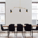 ZEVNI Large Chandeliers for Dining Room, 49.5" Black Gold Chandelier, Adjustable Modern 3-Light Kitchen Island Lighting