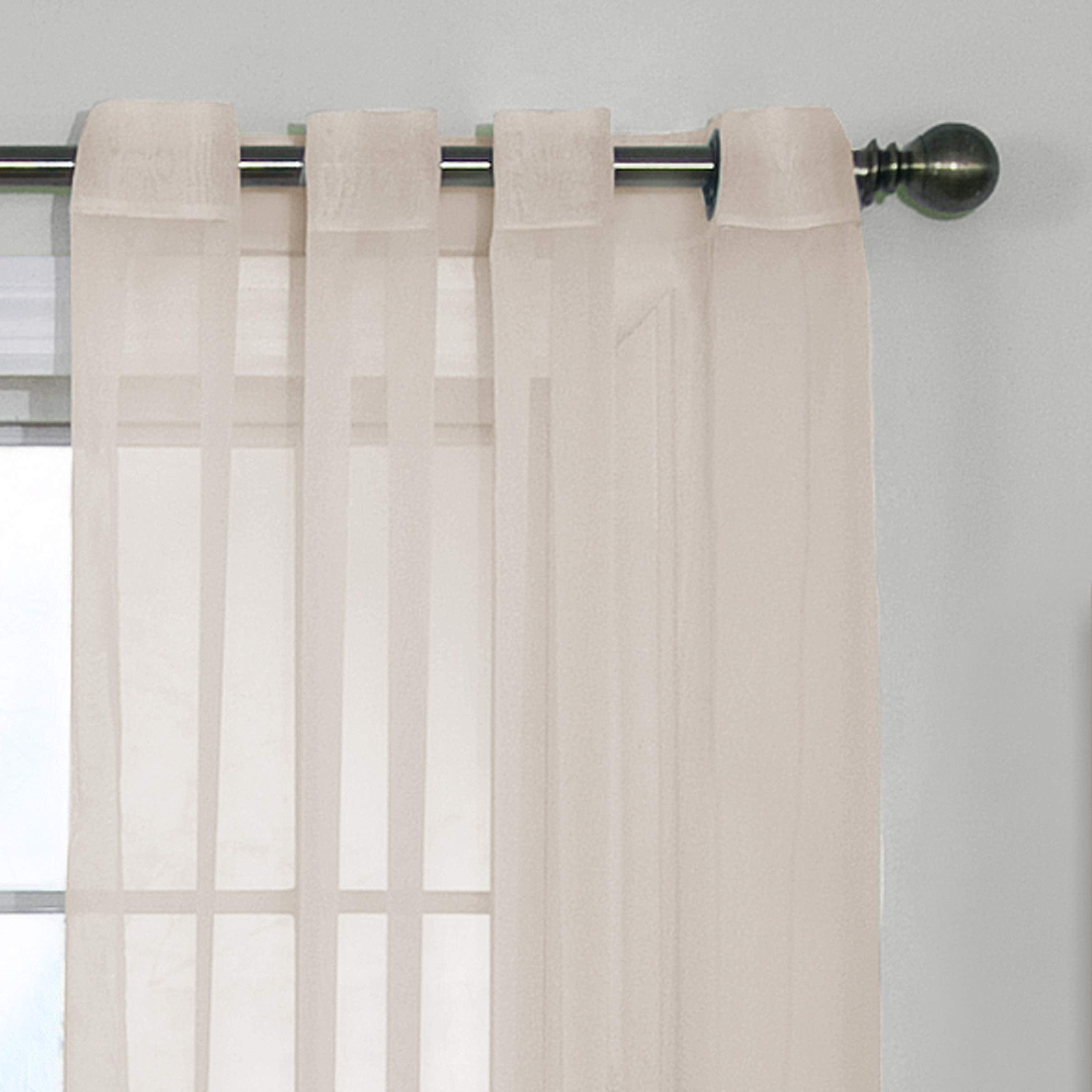 CurtainFresh Odor Neutralizing Sheer Voile Grommet Window Curtain for Bedroom or Living Room (1 Panel), 59 in x 95 in, Ivory