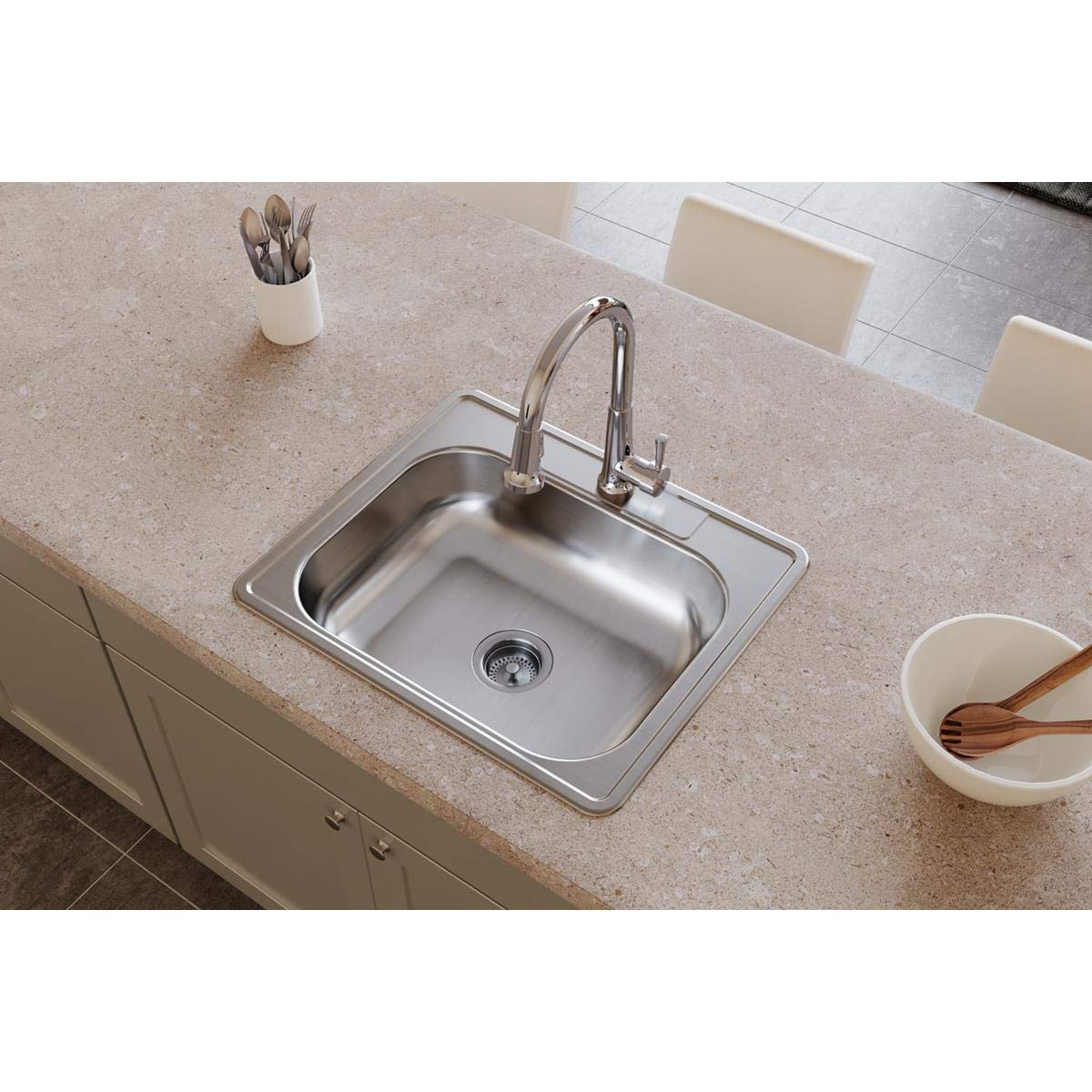 Dayton D125211 Single Bowl Top Mount Stainless Steel Sink, 25 x 21