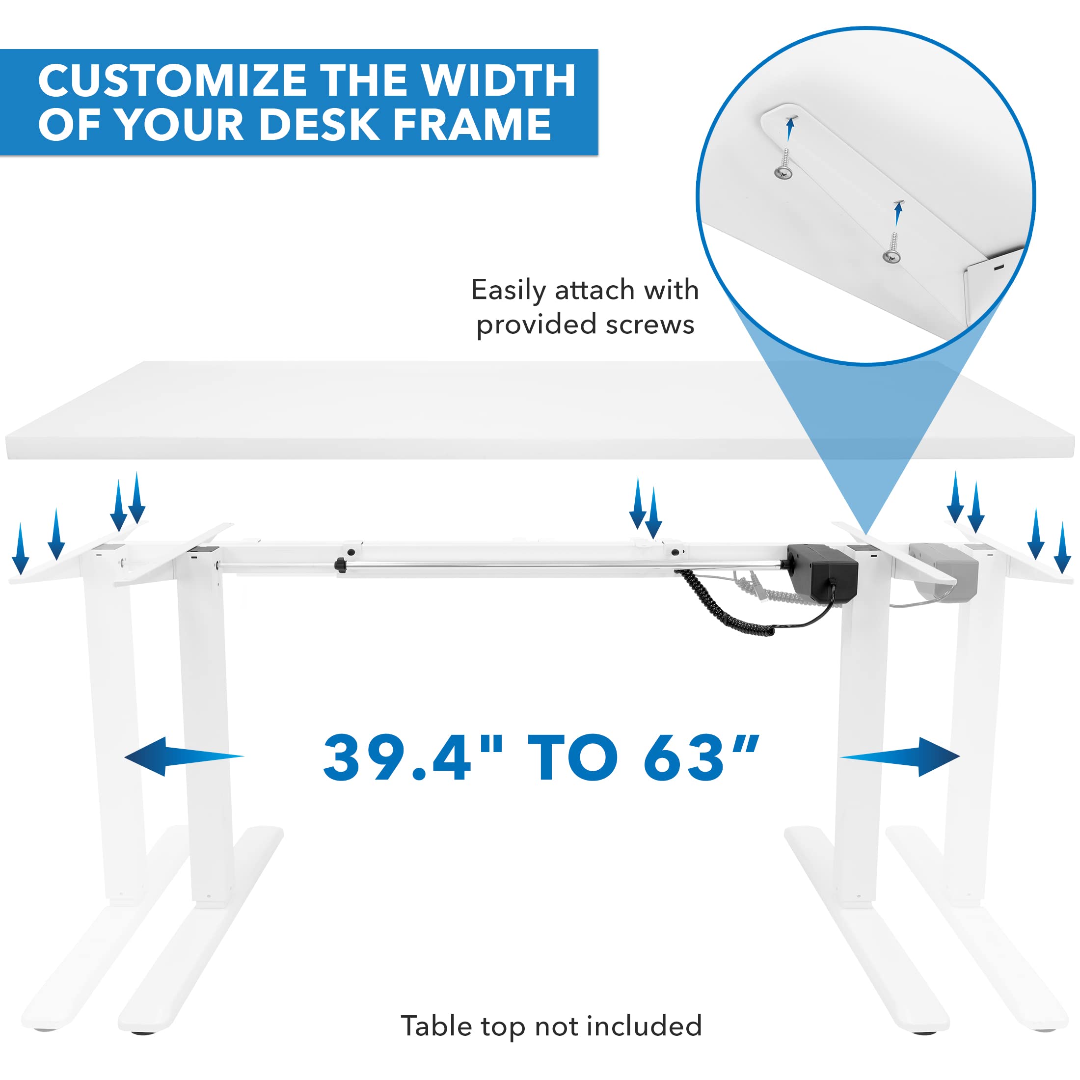 Mount-It! Electric Standing Desk Frame | Height Adjustable Motorized Sit Stand Desk Base with Controller | Single Motor Stand Up Ergonomic Workstation | Steel Legs | White