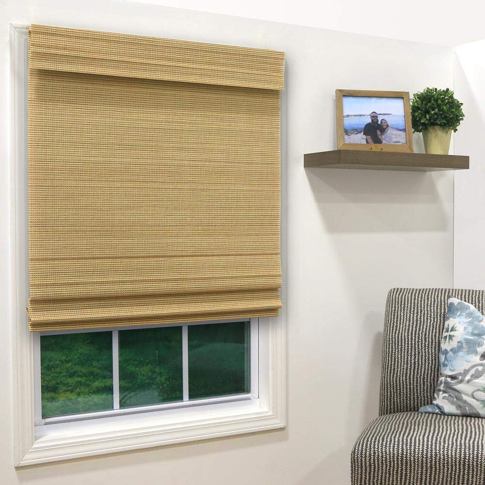 Radiance Window Coverings Cut-to-Size Natural Cordless Light-Filtering UV Protection Multiweave Roman Shade-Springfield 34.5 in. W x 72 in. L