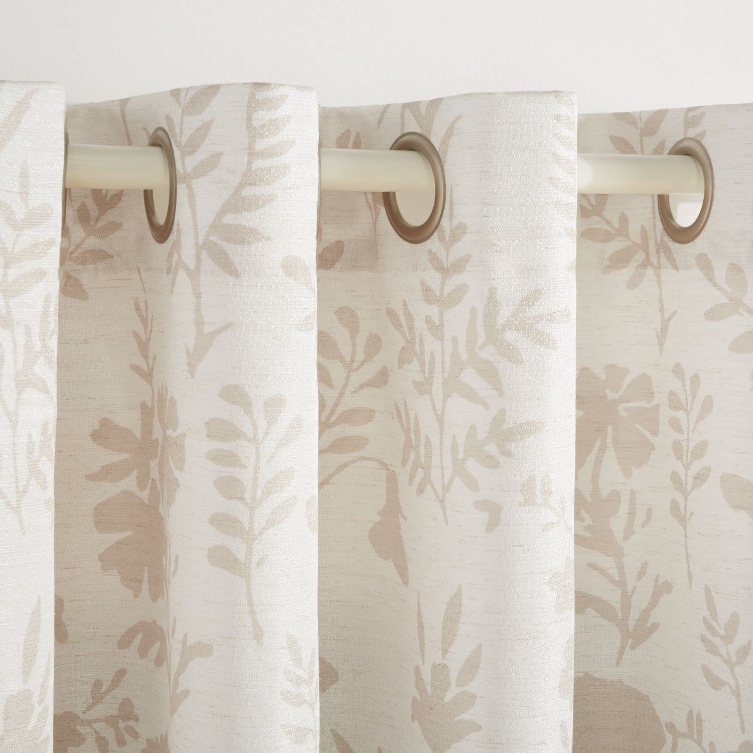 Exclusive Home Silhouette Floral Light Filtering Grommet Top Curtain Panel Pair, 54"x96", Natural, Set of 2