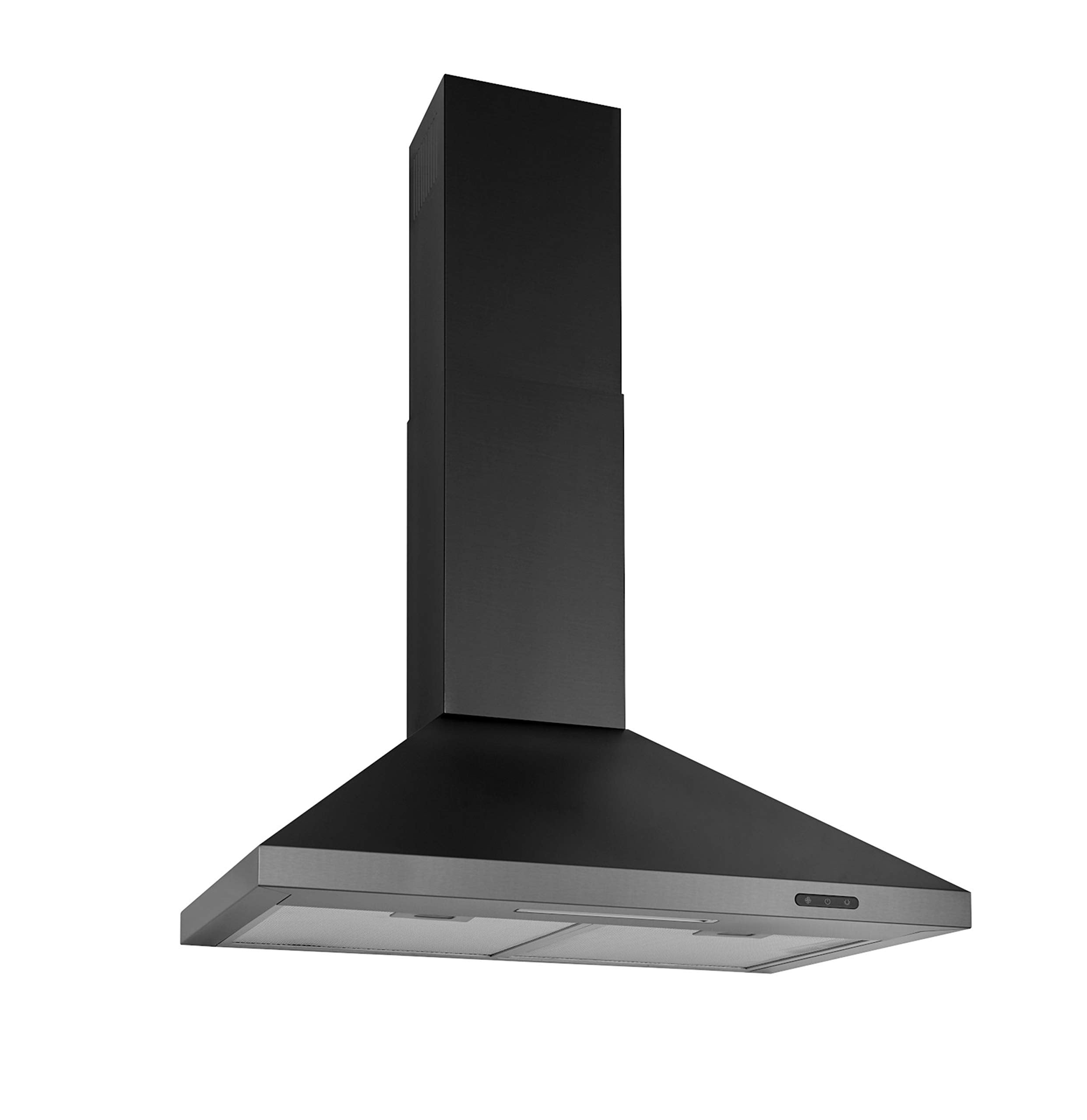 Broan-NuTone 30-inch Wall-Mount Convertible Chimney-Style Pyramidal Range Hood with 3-Speed Exhaust Fan and Light, 460 Max Blower CFM, Black Stainless Steel