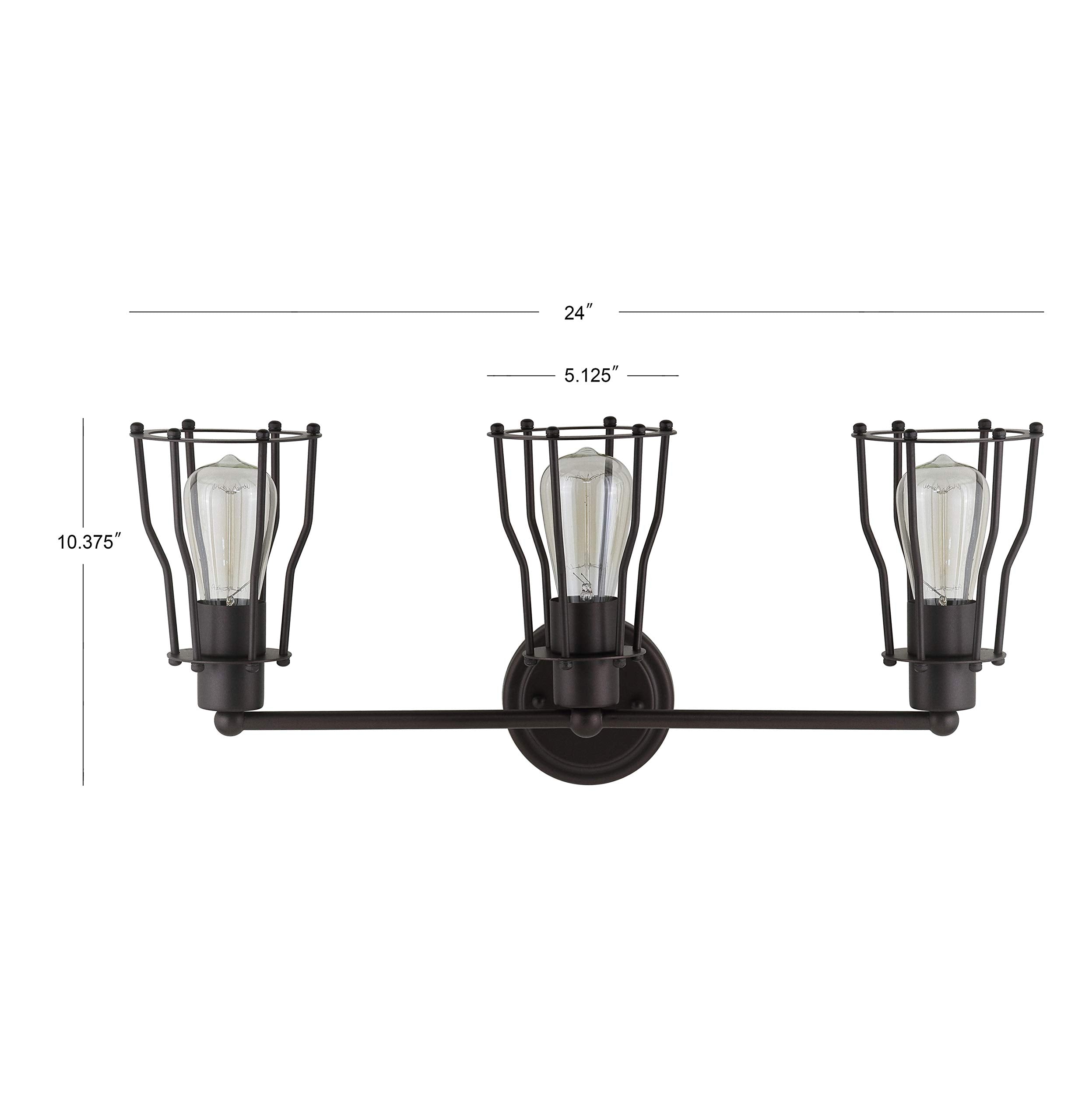 JONATHAN Y JYL7421A Florence 24" 3-light Metal Industrial Vanity Light Contemporary Reversible 2200K EDISON 25W Bulbs Included for Bathroom Hallway Living Room Bedroom Mirror, Oil Rubbed Bronze