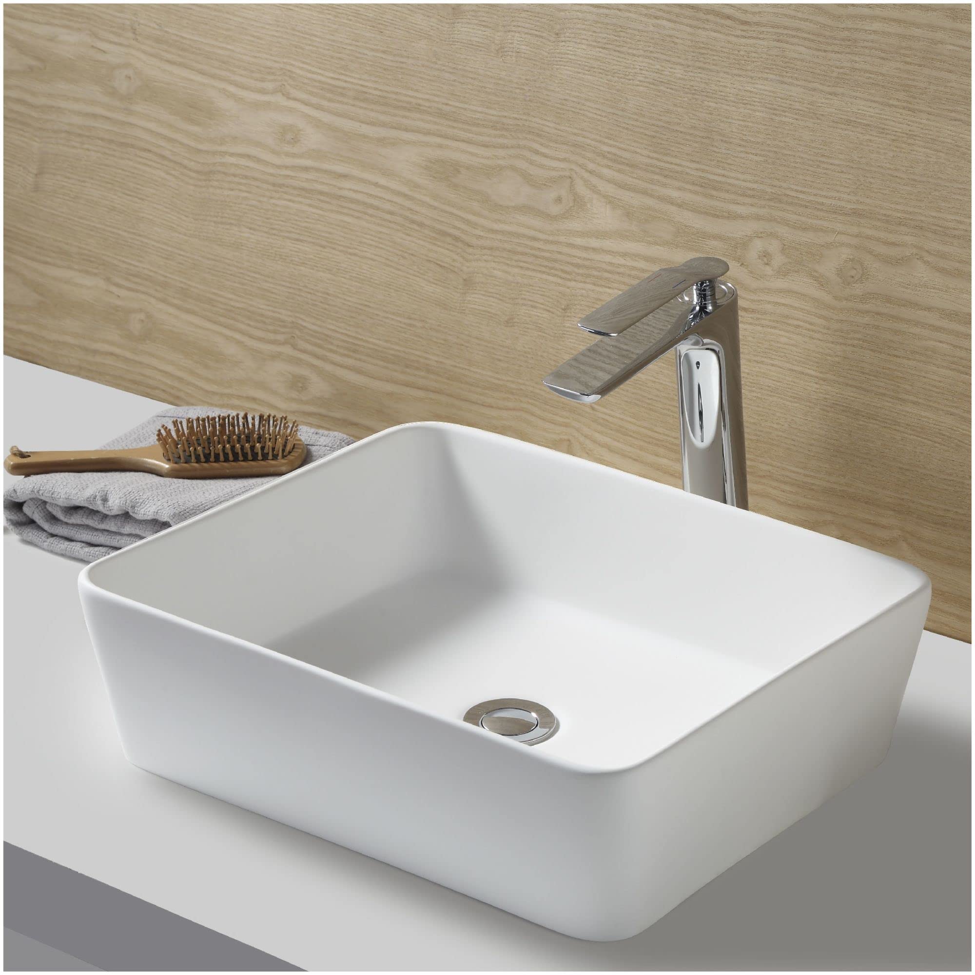 Karran Quattro QM172 Vibrant Matte White18 in. Rectangular Bathroom Vessel Sink