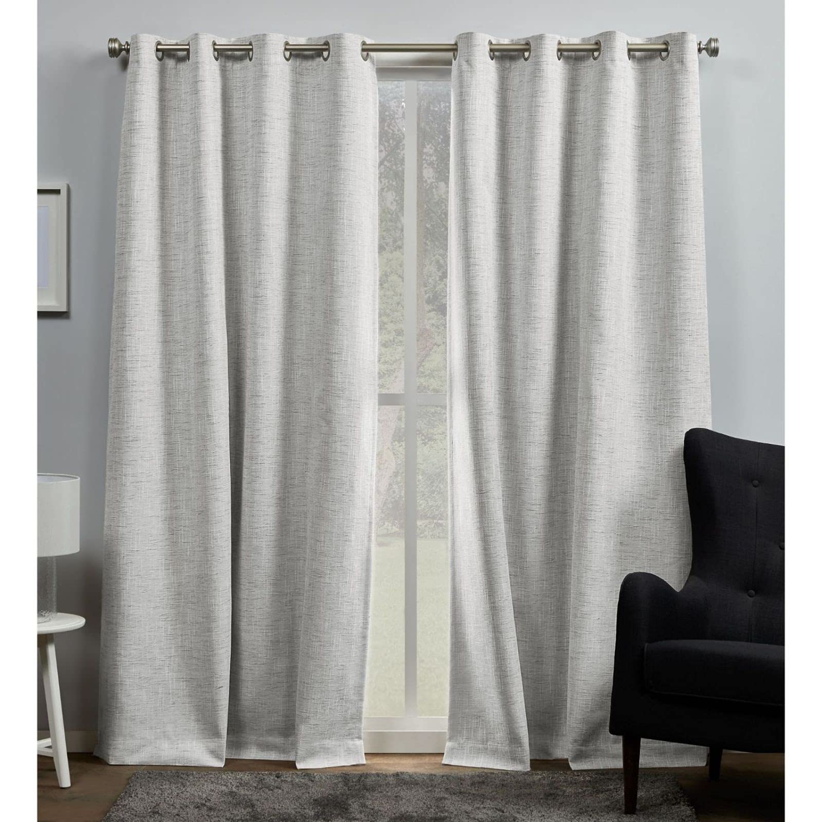 Exclusive Home Burke 100% Blackout Grommet Top Curtain Panel Pair, 52"x96", Silver, Set of 2