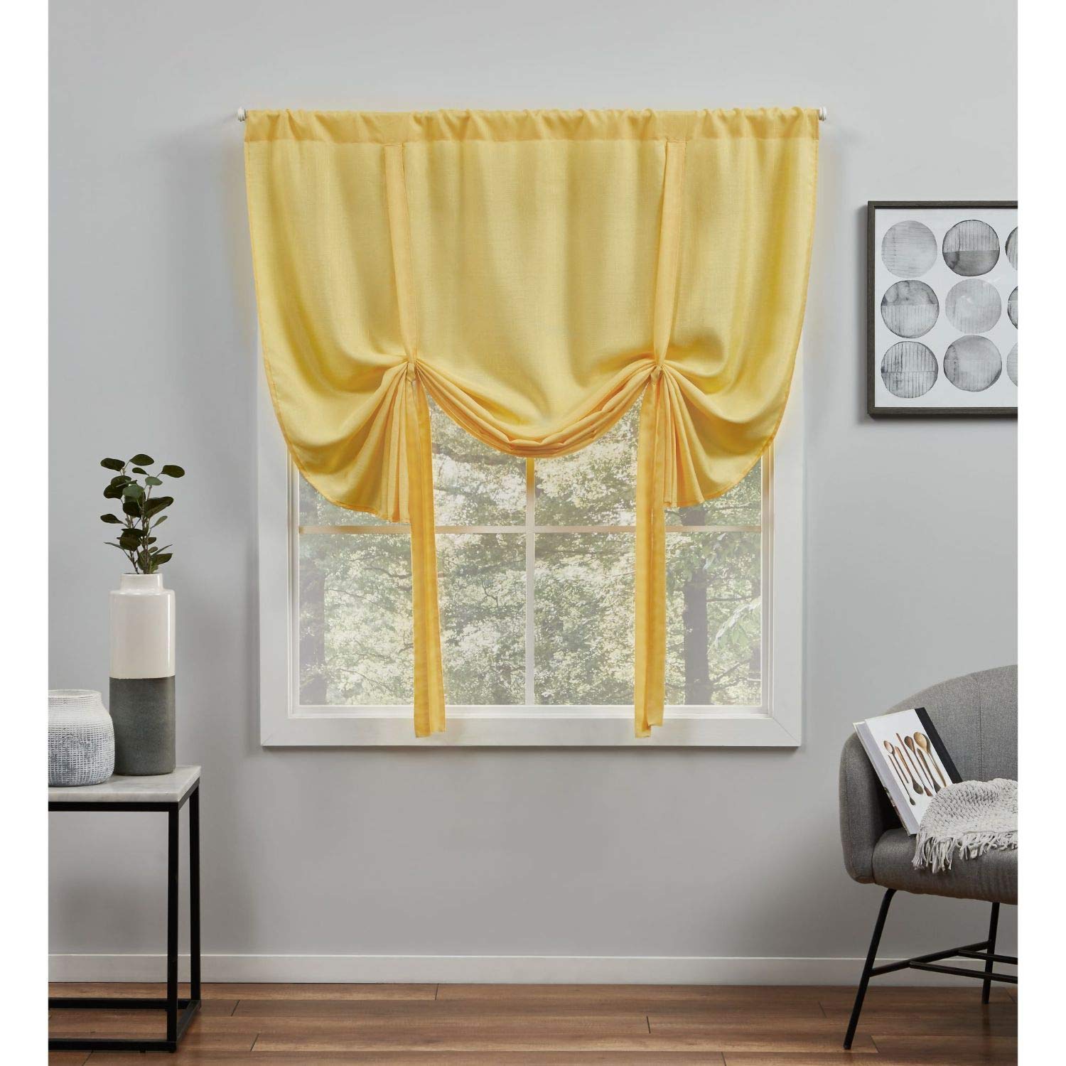 EXCLUSIVE HOME Loha Light Filtering Rod Pocket Tie Up Shade, 54"x63", Sunbath