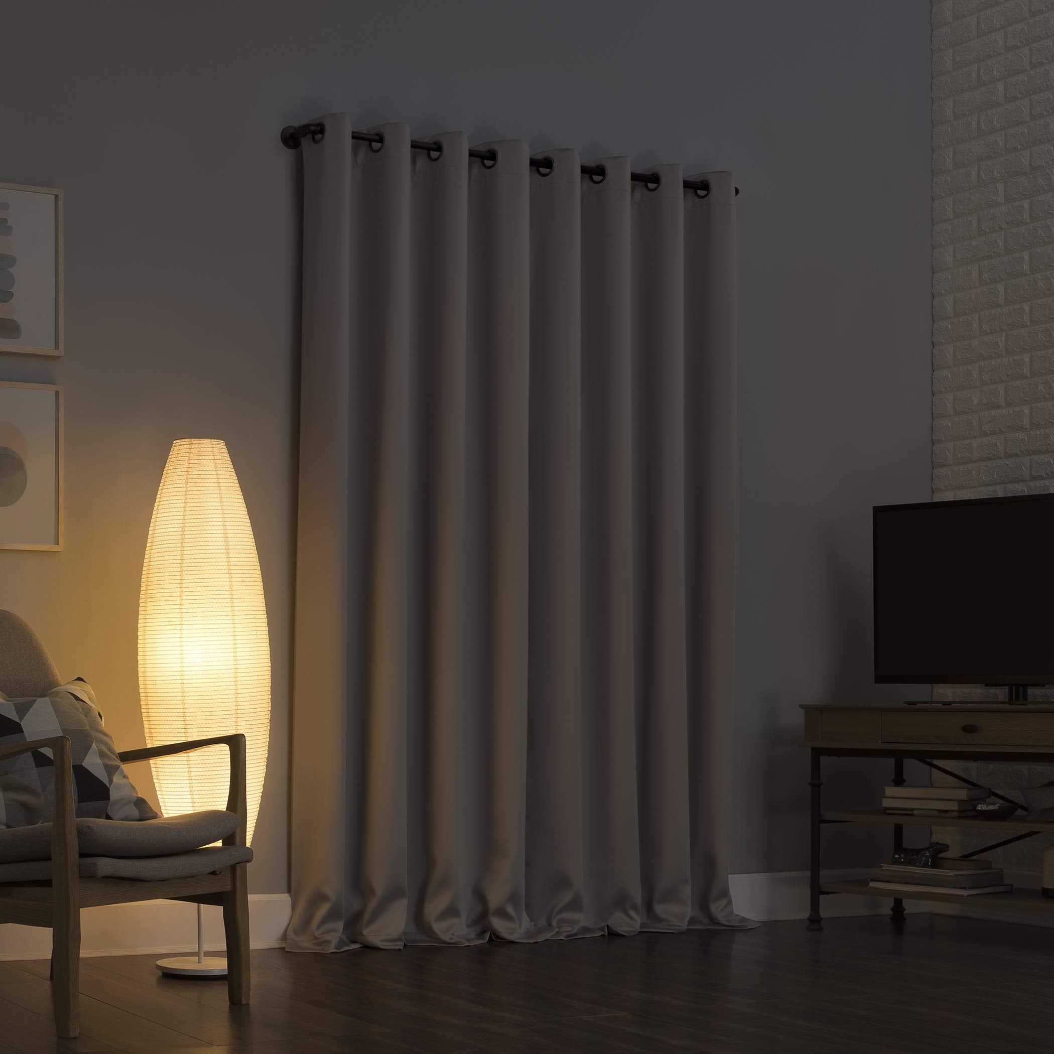 Sun Zero Nordic 2-pack Theater Grade Extreme 100% Blackout Grommet Curtain Panel Pair, 52" x 84", Stone