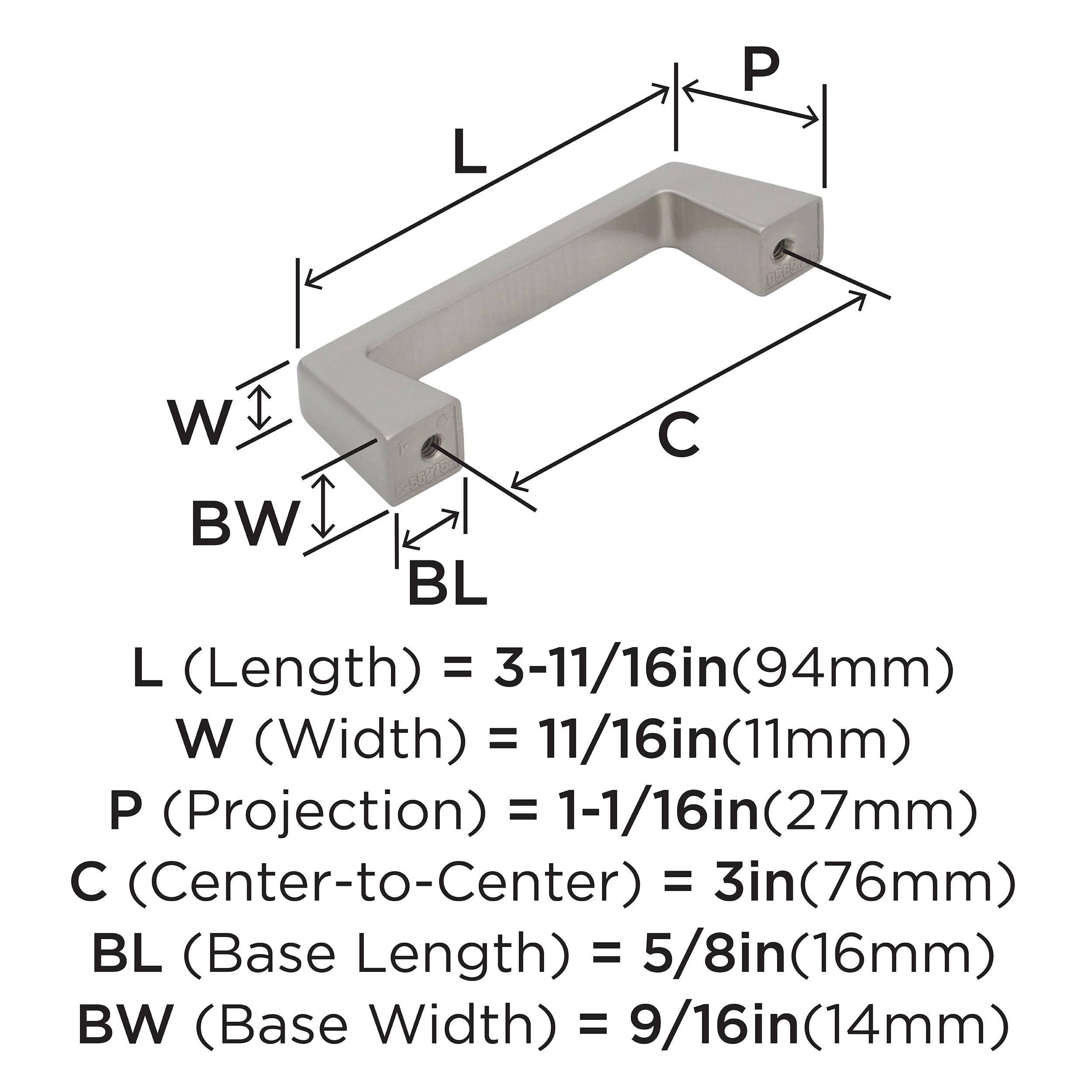 Amerock | Cabinet Pull | Satin Nickel | 3 inch (76 mm) Center to Center | Blackrock | 1 Pack | Drawer Pull | Drawer Handle | Cabinet Hardware