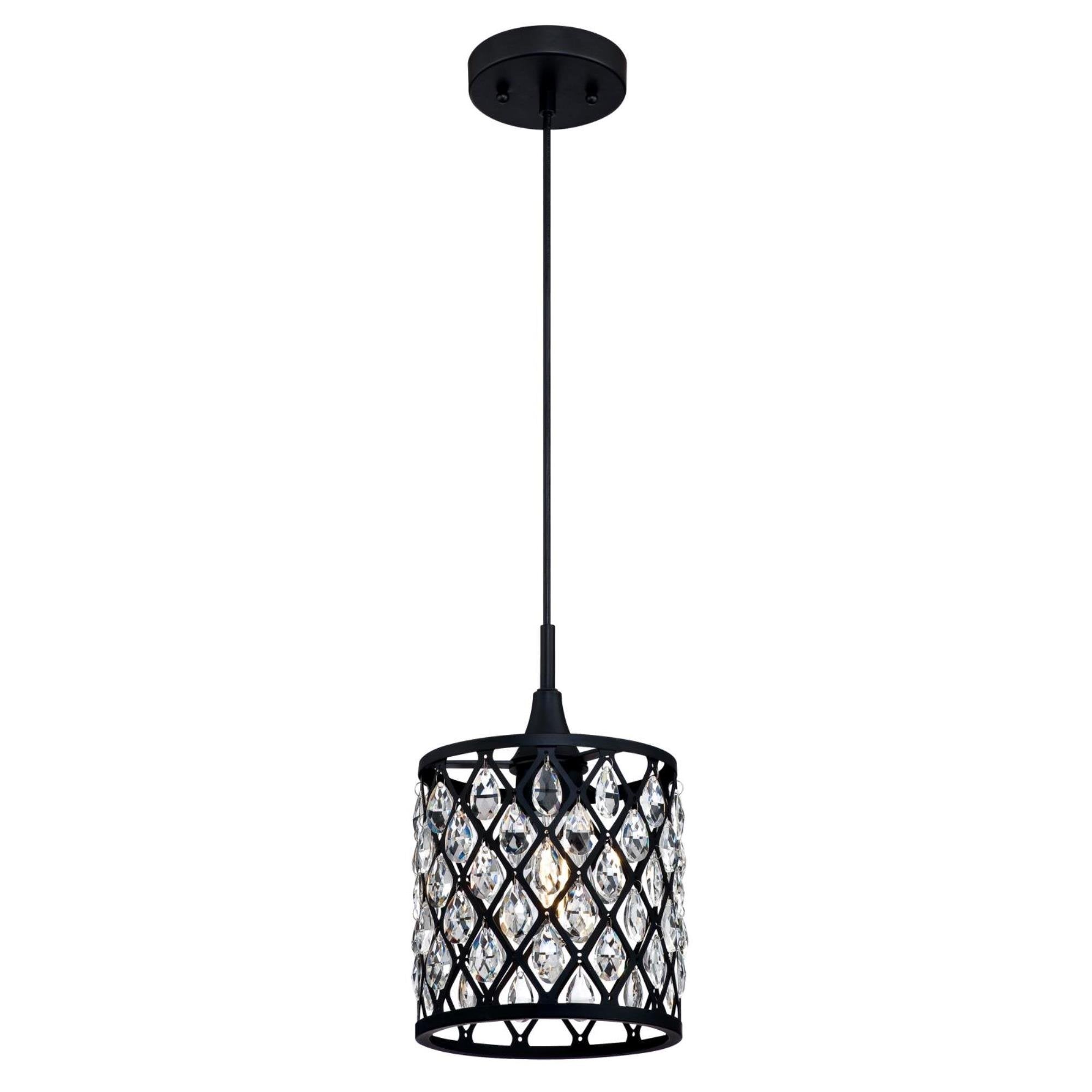 Westinghouse Lighting 6362700 Waltz One-Light Mini, Matte Black Finish Mesh with Crystals Indoor Pendant, 1 Seeded Glass, Red