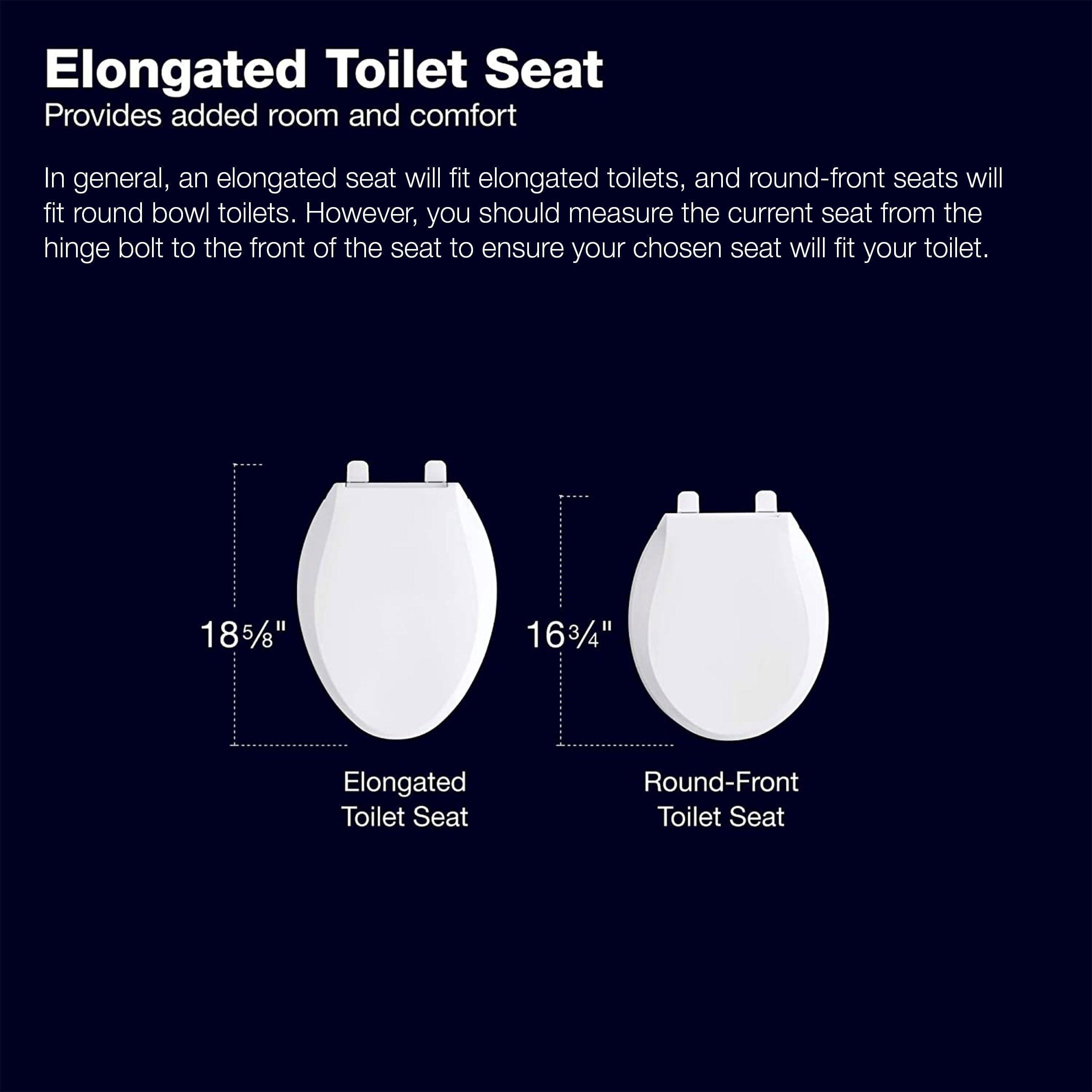 Kohler K-20110-0 Brevia Elongated Toilet Seat with Grip-Tight Bumpers, Quiet-Close Seat, Quick-Attach Hardware, White