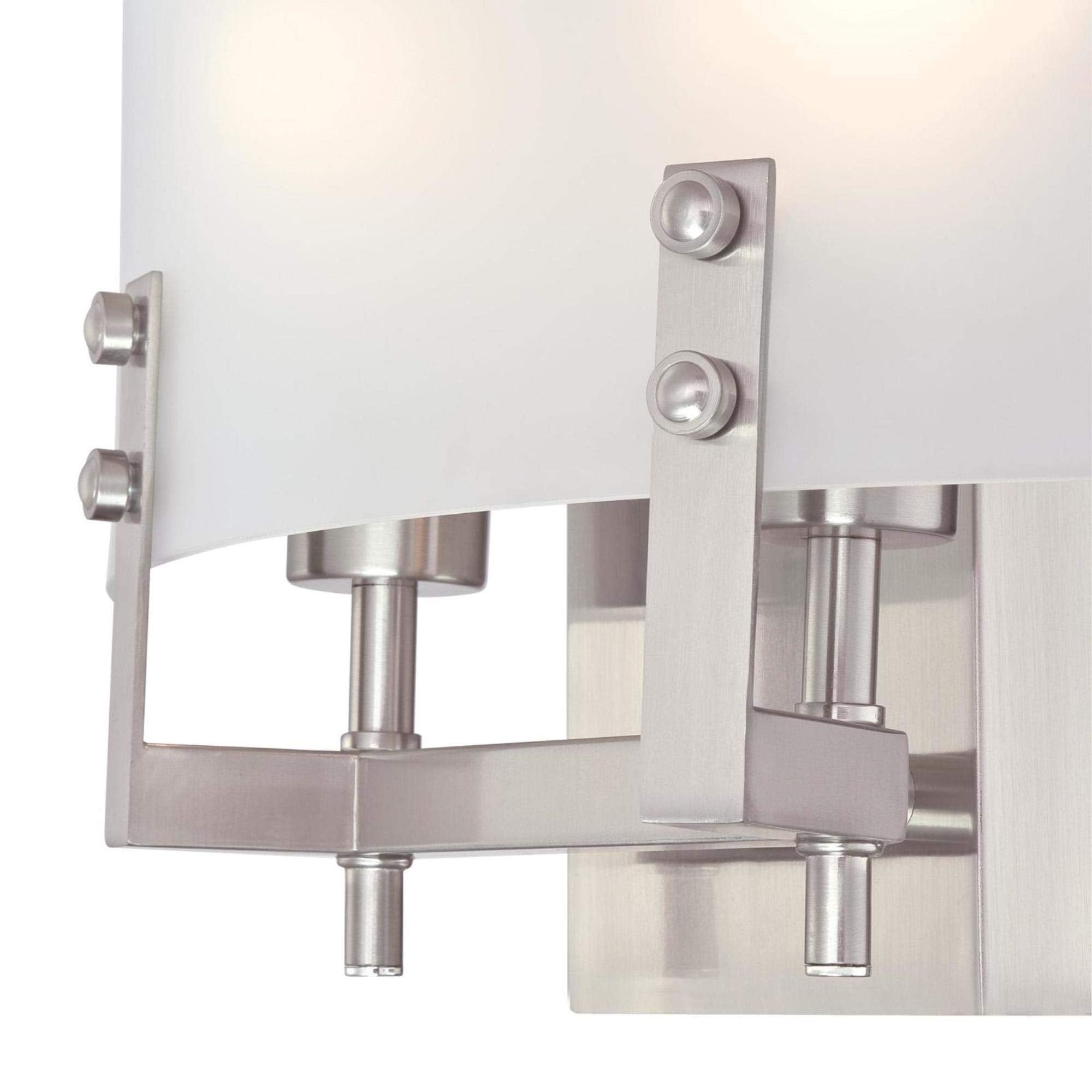 Westinghouse Lighting 6369600 Enzo James Two-Light Indoor Vanity Light Wall Fixture, Brushed Nickel Finish with Frosted Glass , White