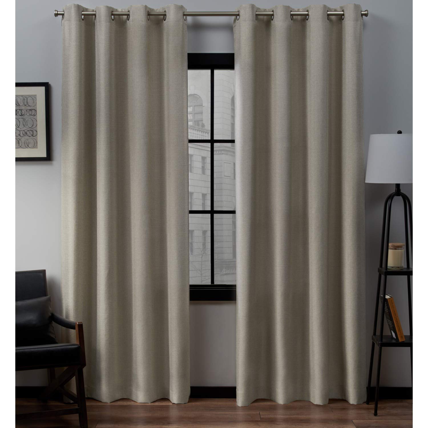 Exclusive Home Loha Linen Grommet Top Curtain Panel Pair, 54"x84", Natural