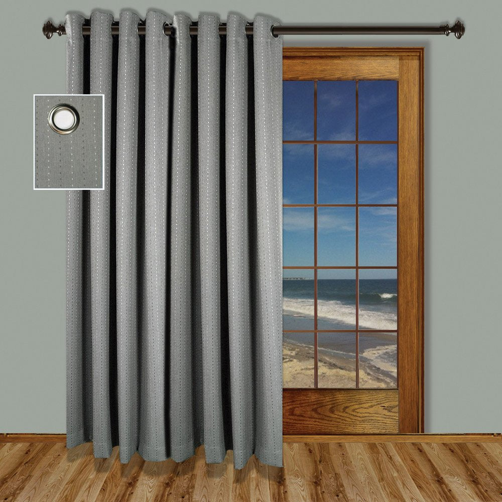 Ricardo | Grand Pointe Grommet Patio Panel w/Wand | 84" W x 110”L | Smoke Grey | Single Patio Panel | Insulated Black Out Privacy Curtain | Livingroom, Bedroom, Dining Room | Machine Washable