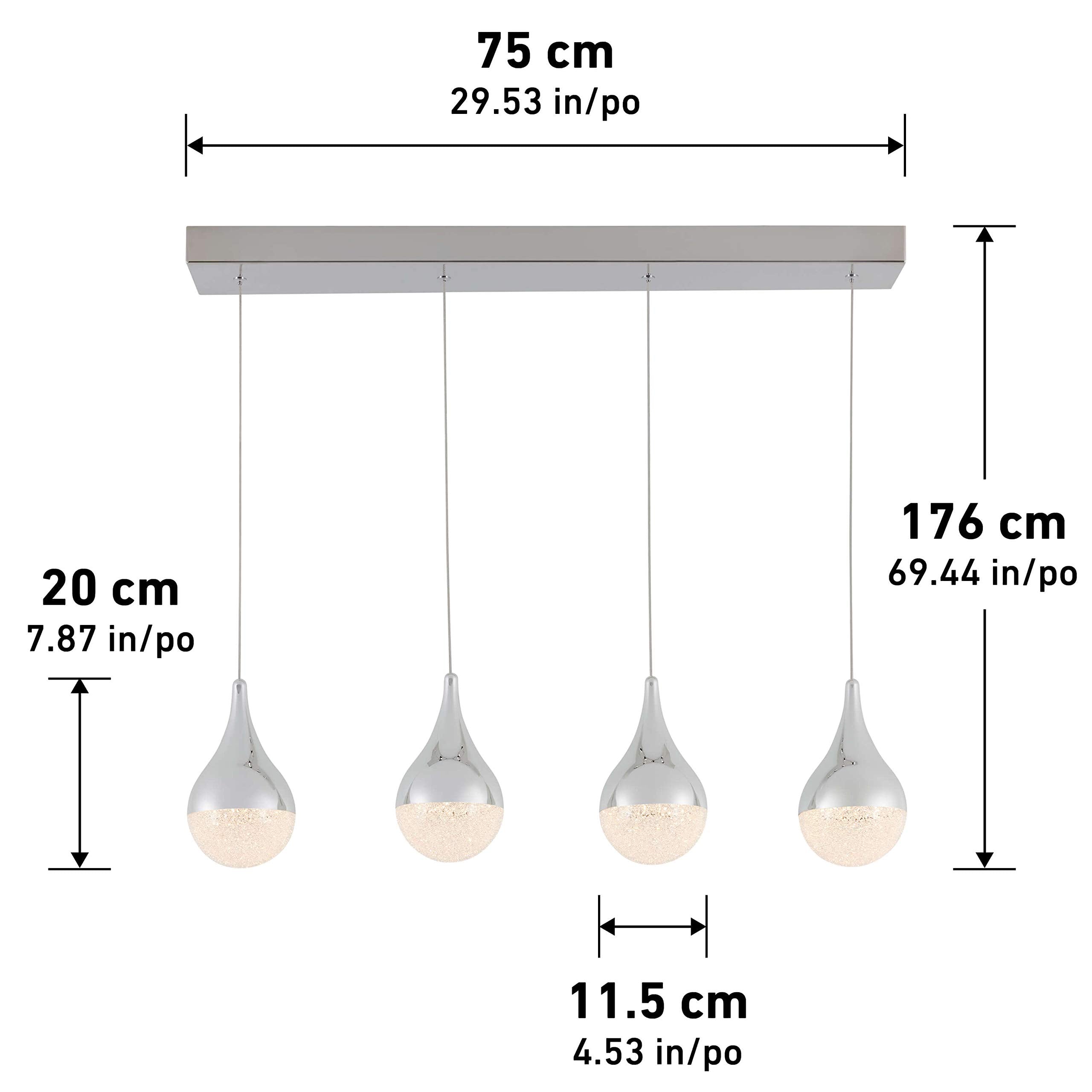 Artika PDT-4GL-RN Glitzer 4-LED Integrated Pendant Light, Silver