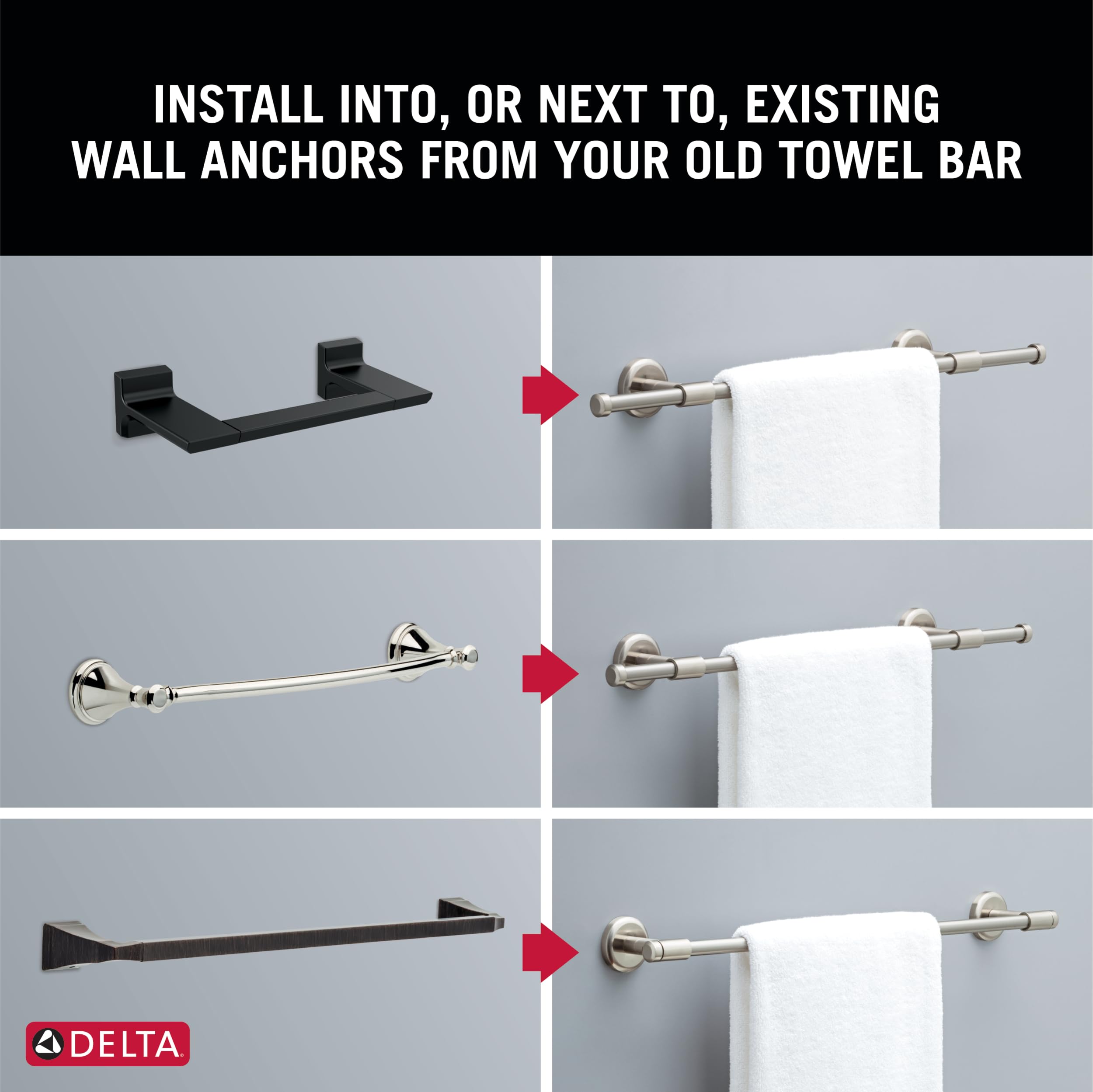 DELTA FAUCET WSD24-BN Westdale 24 in. Wall Mount Towel Bar Bath Hardware Accessory in Brushed Nickel