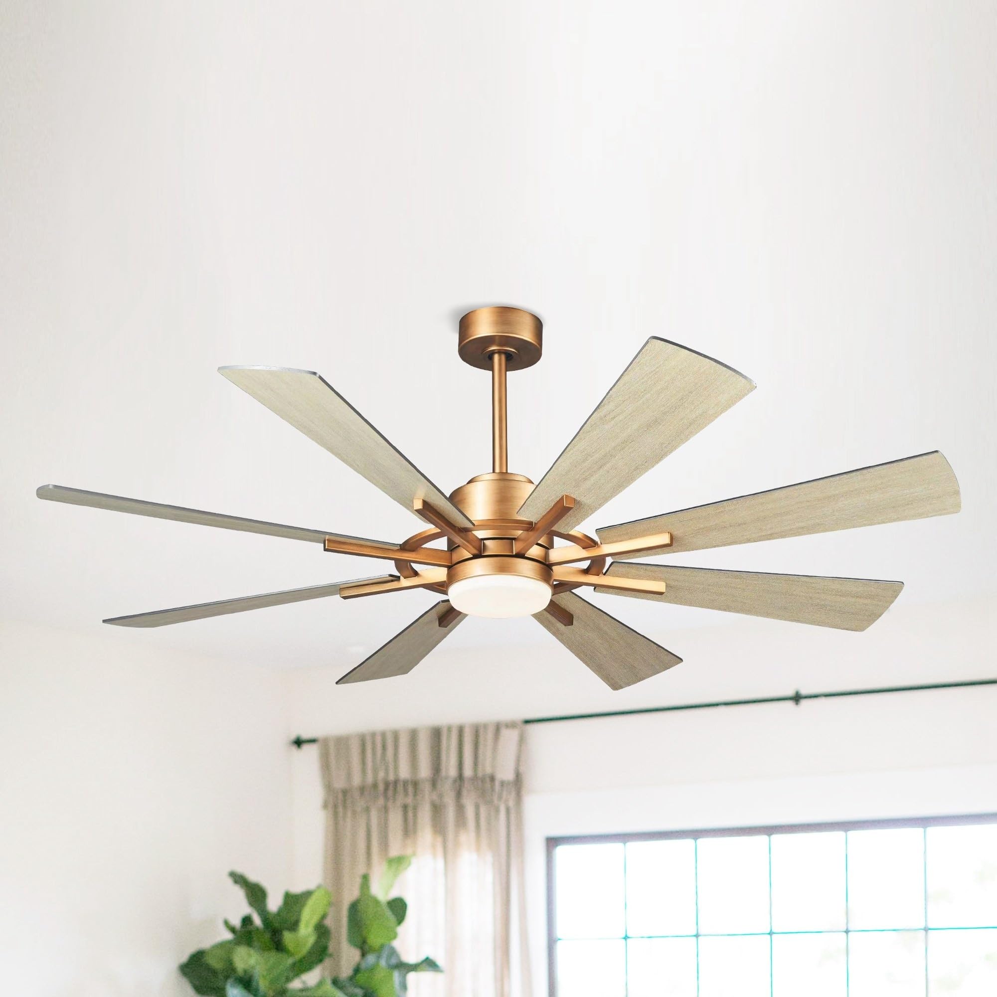 Parrot Uncle 60" Reversible 8-Blade Farmhouse Windmill LED Ceiling Fan with Remote