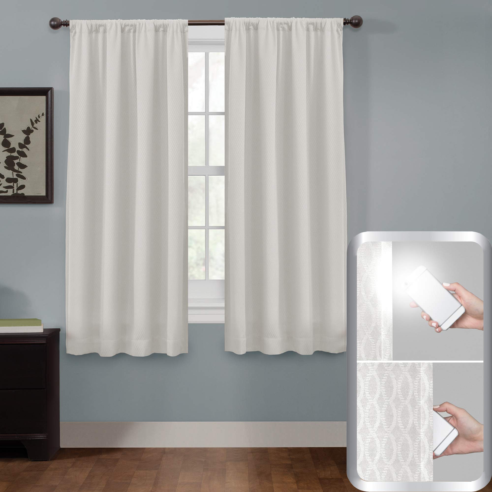 Maytex Jamie Blackout Window Curtain, 50 inches x 63 inches, Bleached Linen