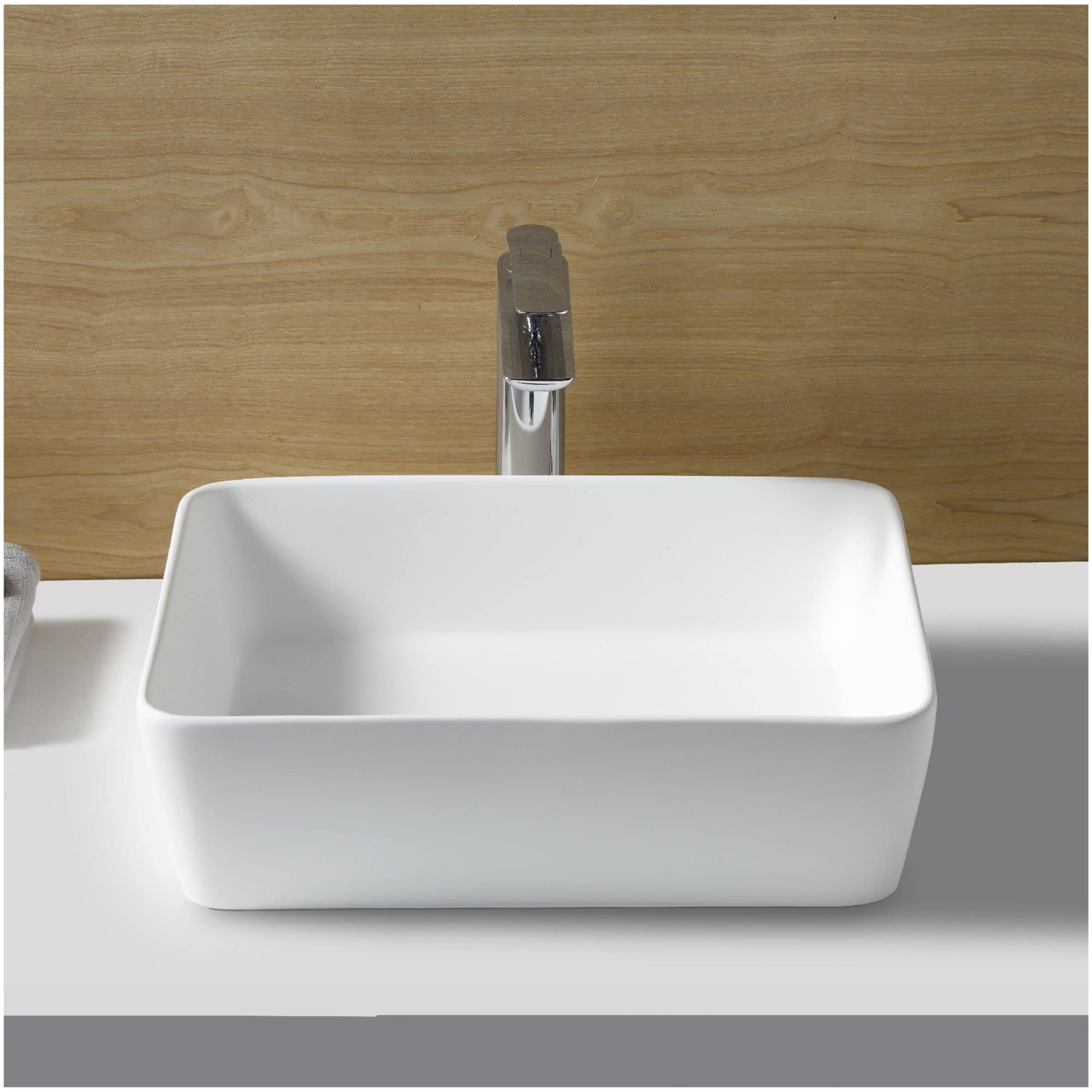 Karran Quattro QM172 Vibrant Matte White18 in. Rectangular Bathroom Vessel Sink