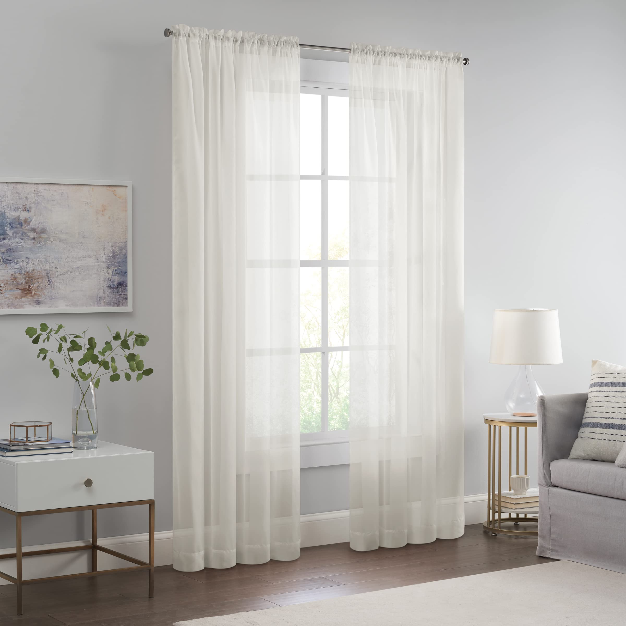 Eclipse Livia Sheer Rod Grommet 54 x 95 Curtain Panel in Ivory