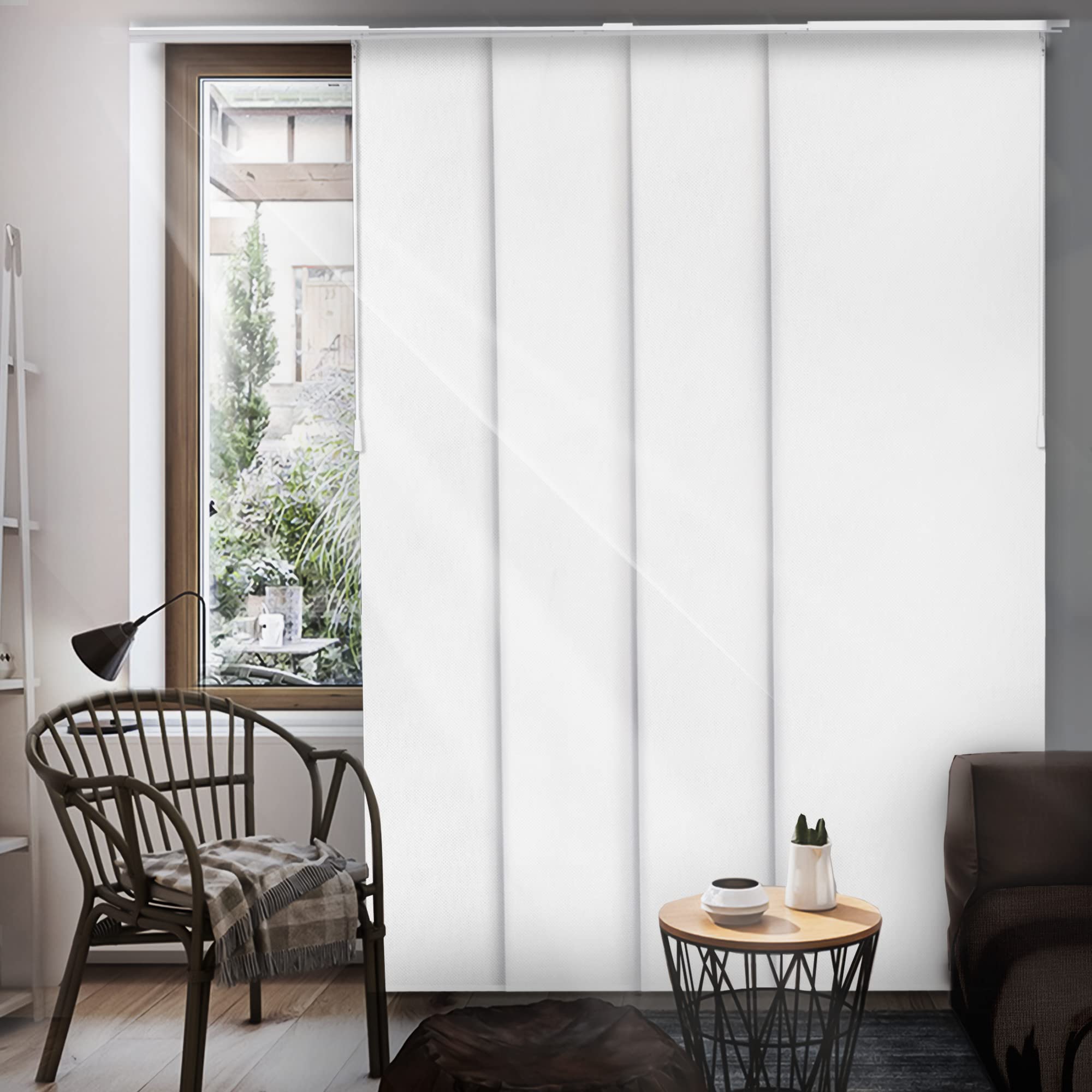 CHICOLOGY Sliding Door Blinds , Blinds for Sliding Glass Doors ,Room Divider , Vertical Blinds for Patio Doors , Sliding Glass Door Blinds Movie Night White (Blackout) W:46-86 x H: 0-96 inch