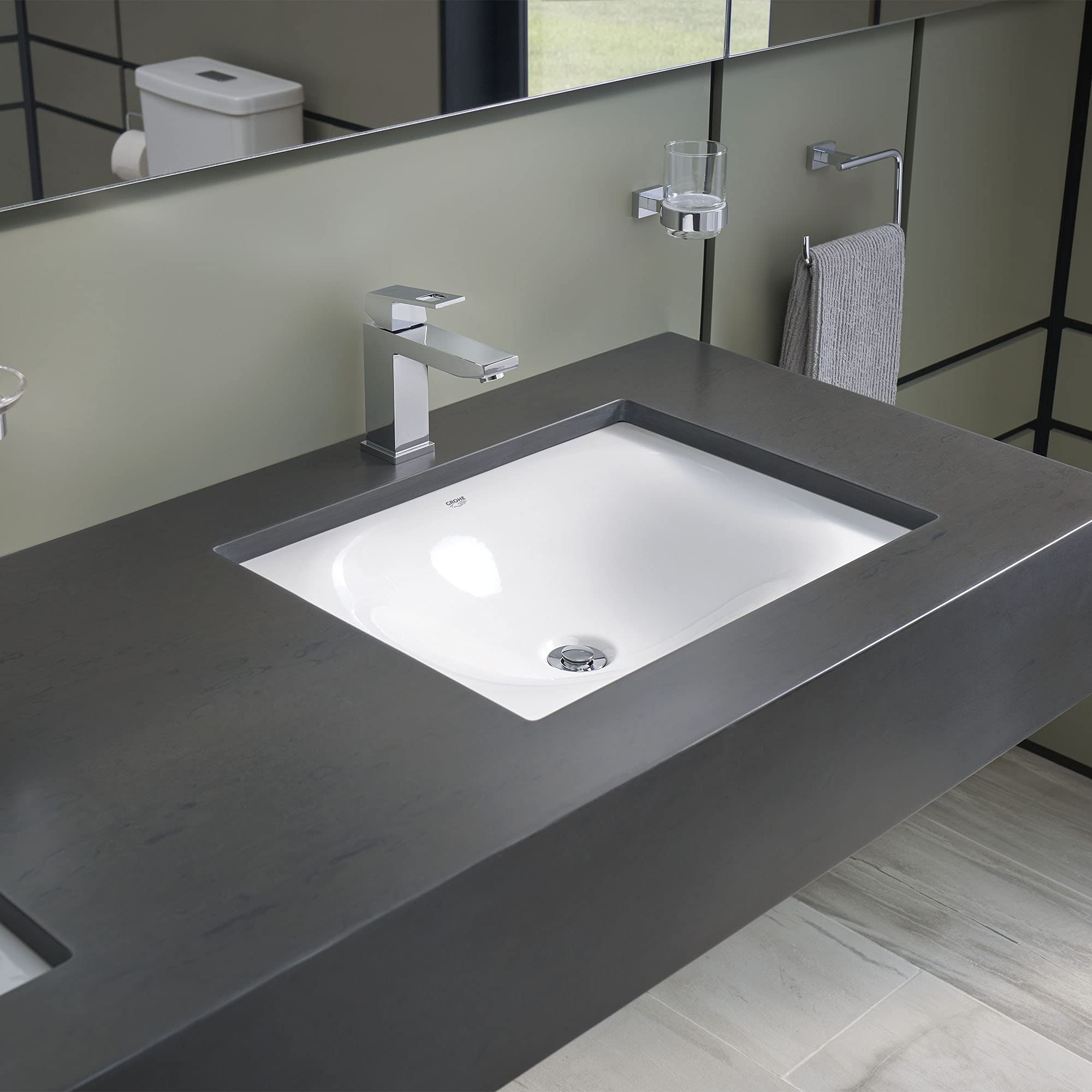 GROHE 39660000 Eurocube Bathroom Sink, Alpine White