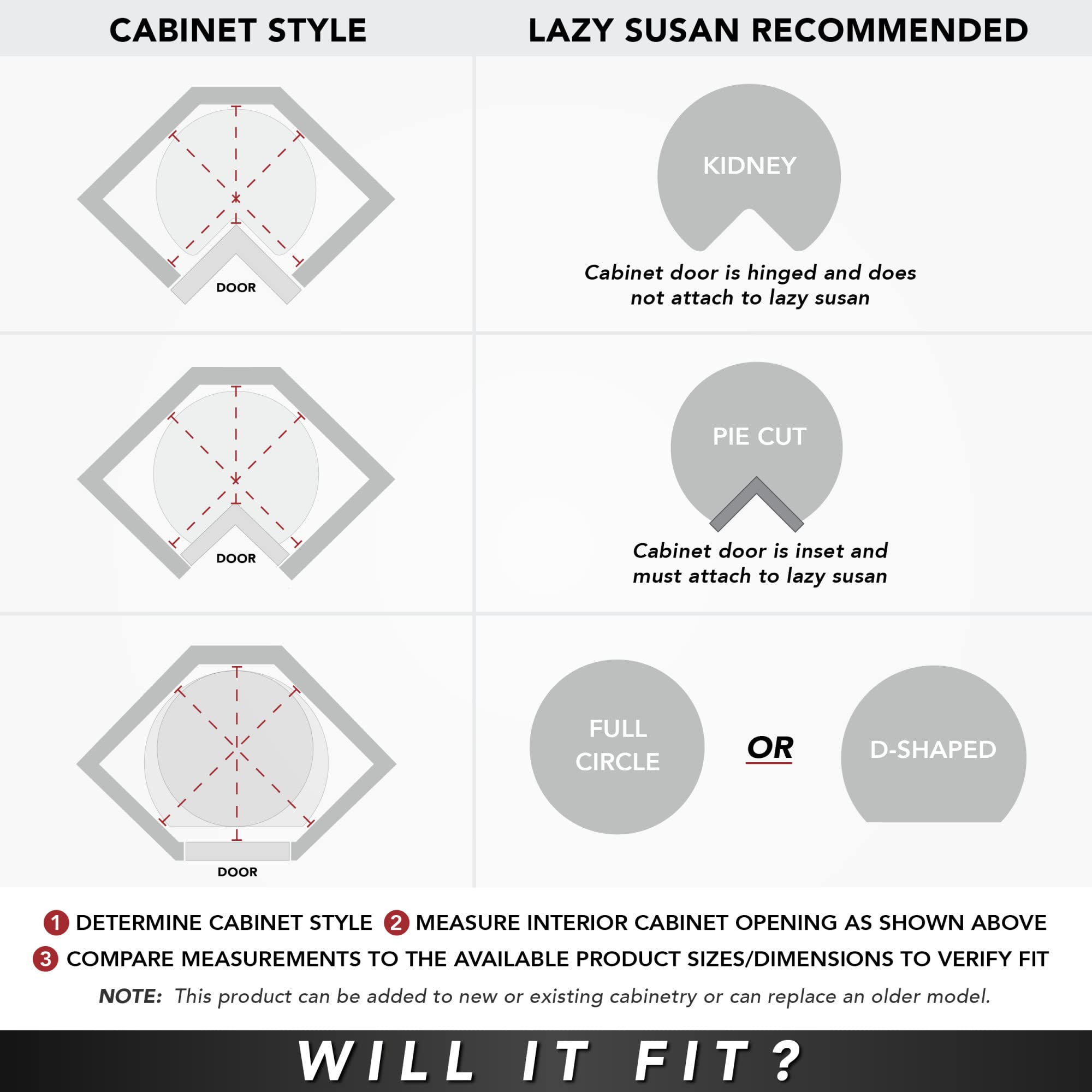 Rev-A-Shelf Polymer Kidney 2-Shelf Lazy Susan w/Bottom Mount Hardware for Corner Wall Cabinets