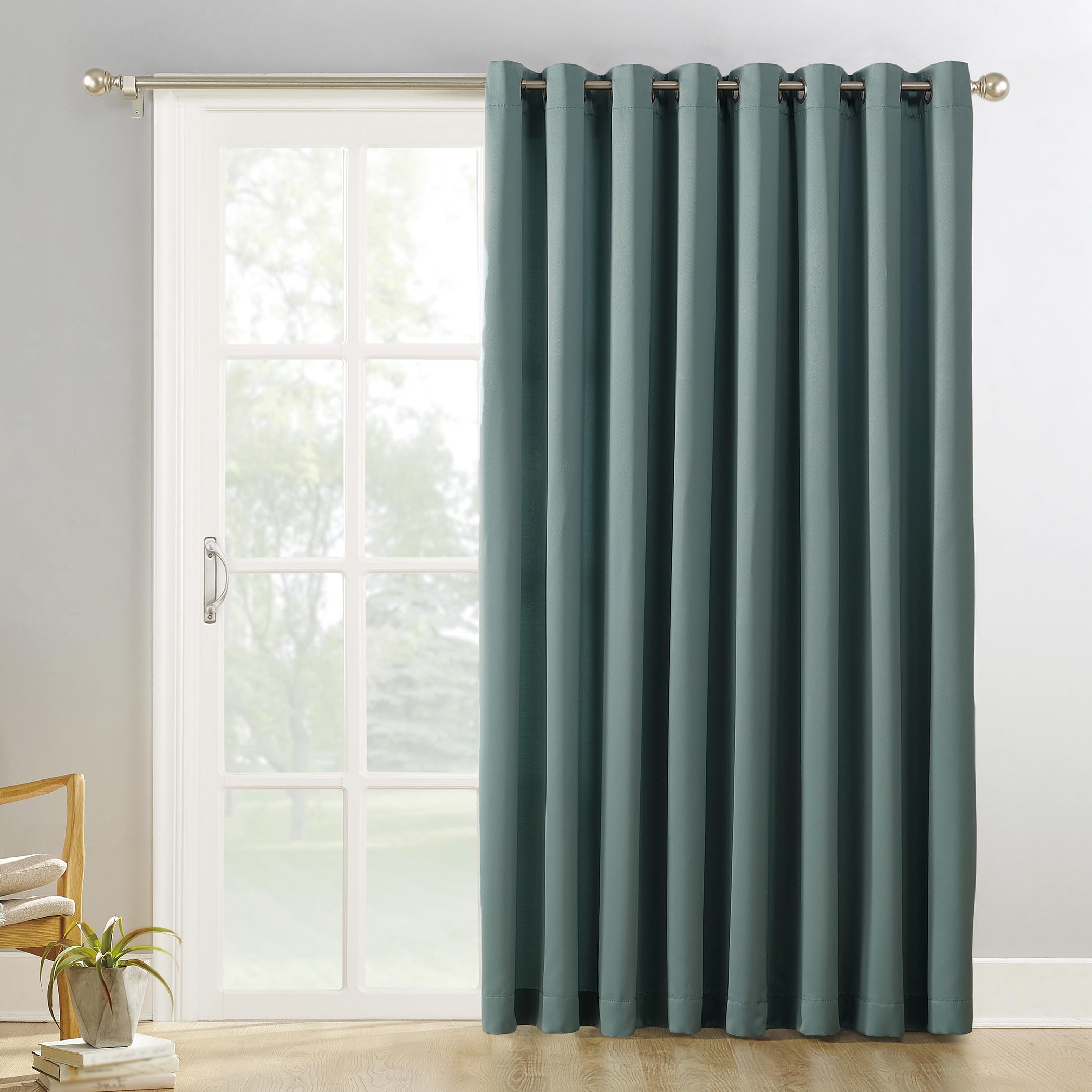Sun Zero Easton Extra-Wide Blackout Grommet Sliding Patio Door Curtain Panel