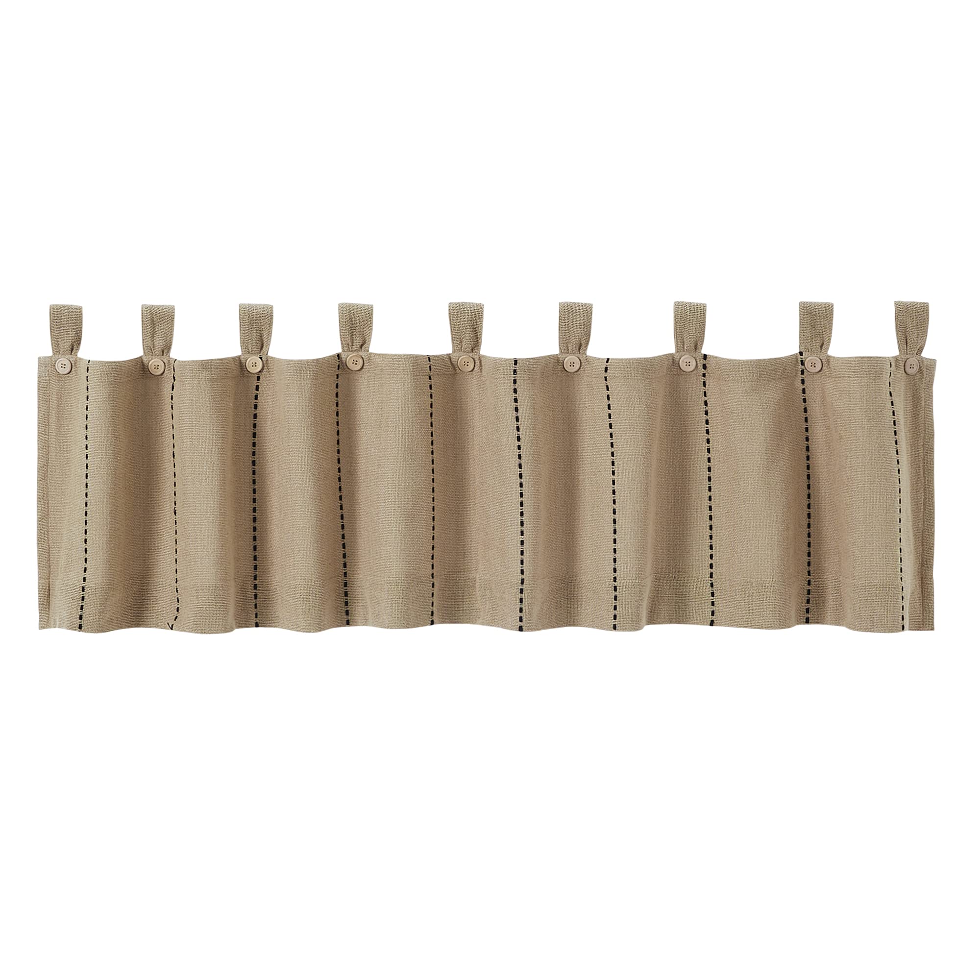 VHC Brands Stitched Burlap Curtain Valance, Natural, 16x72