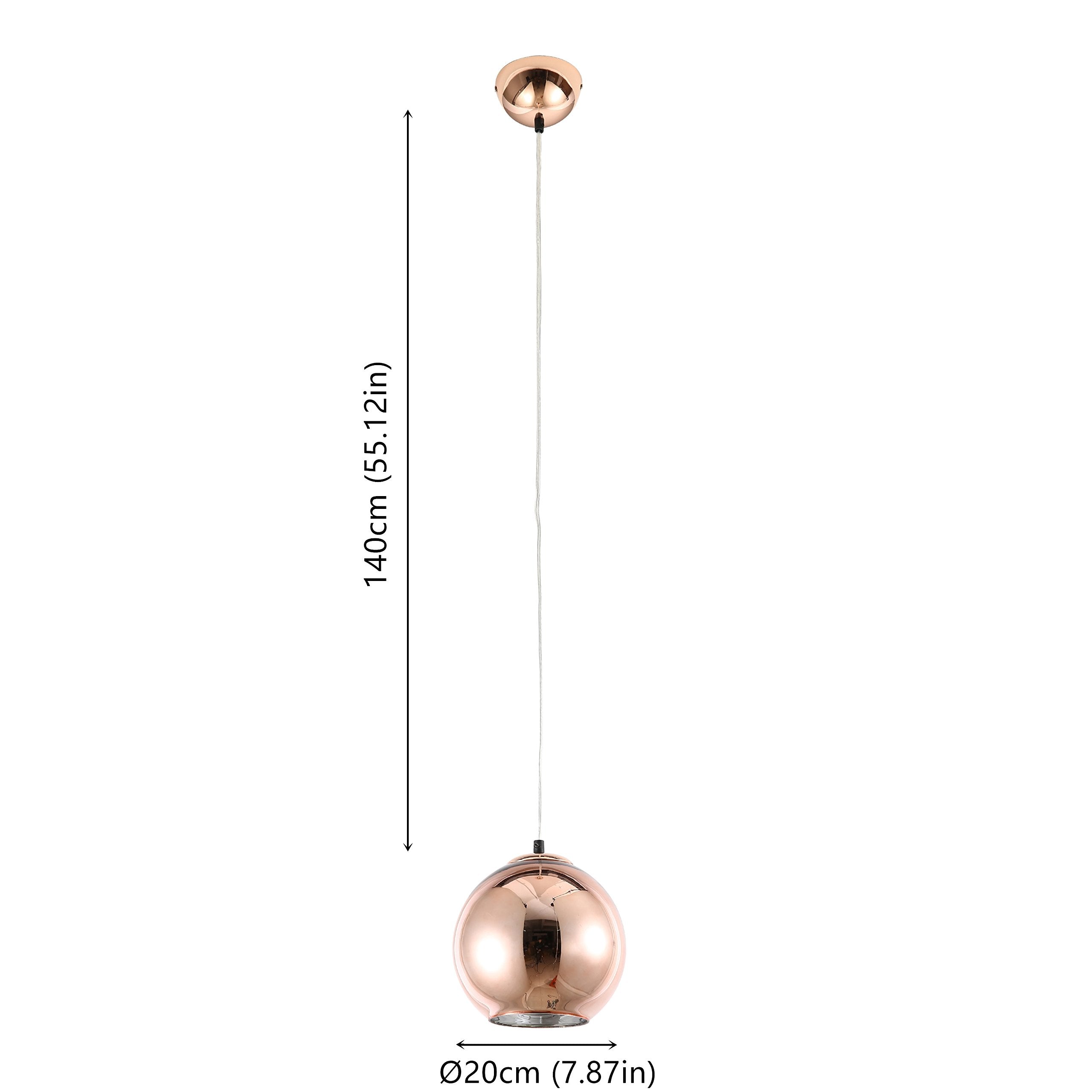 mirrea Modern Mini Globe Pendant Light, 1 Light in Copper Globe Shade