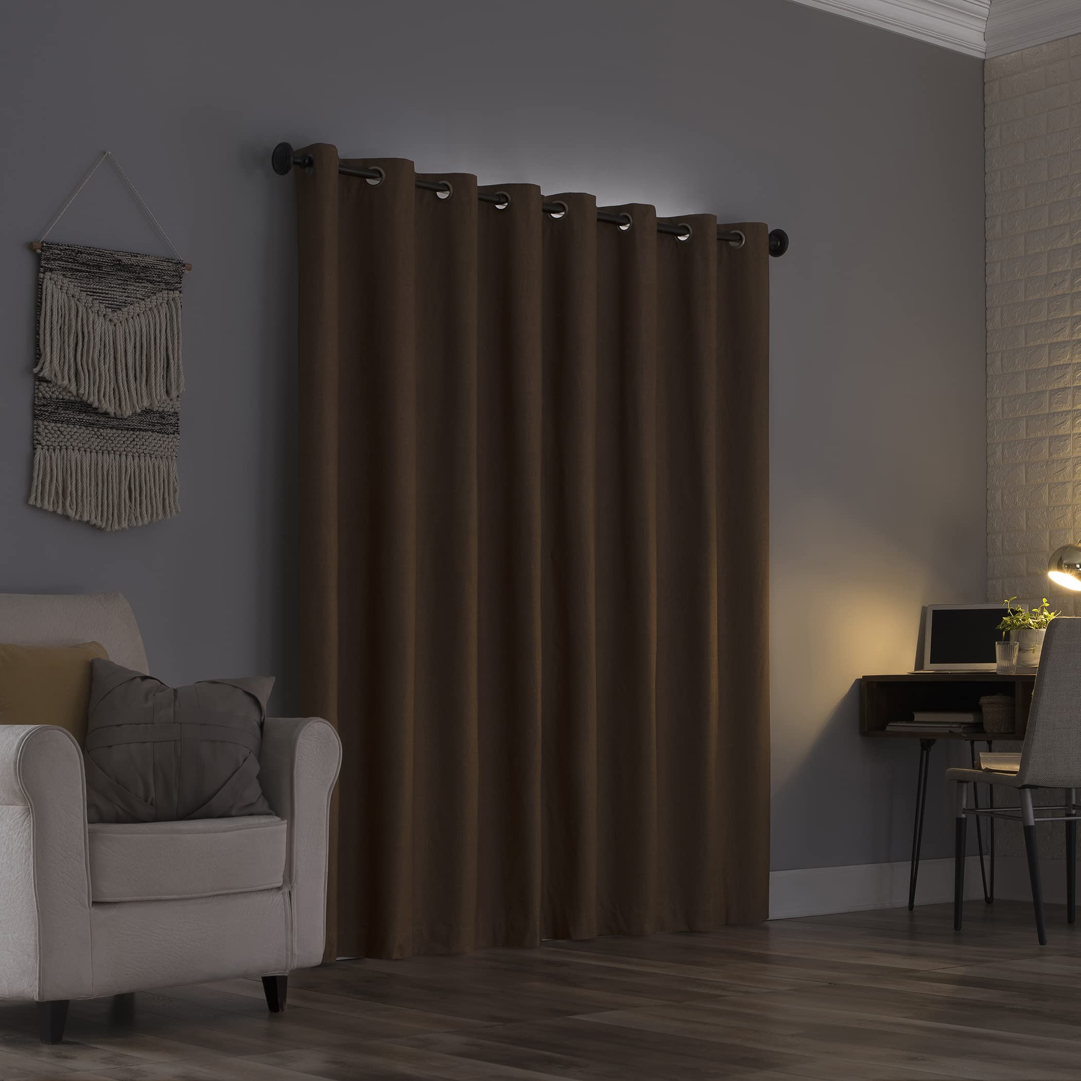 Sun Zero Columbia Thermal Insulated 100% Blackout Grommet Curtain Single Panel, 50" x 108", Pecan