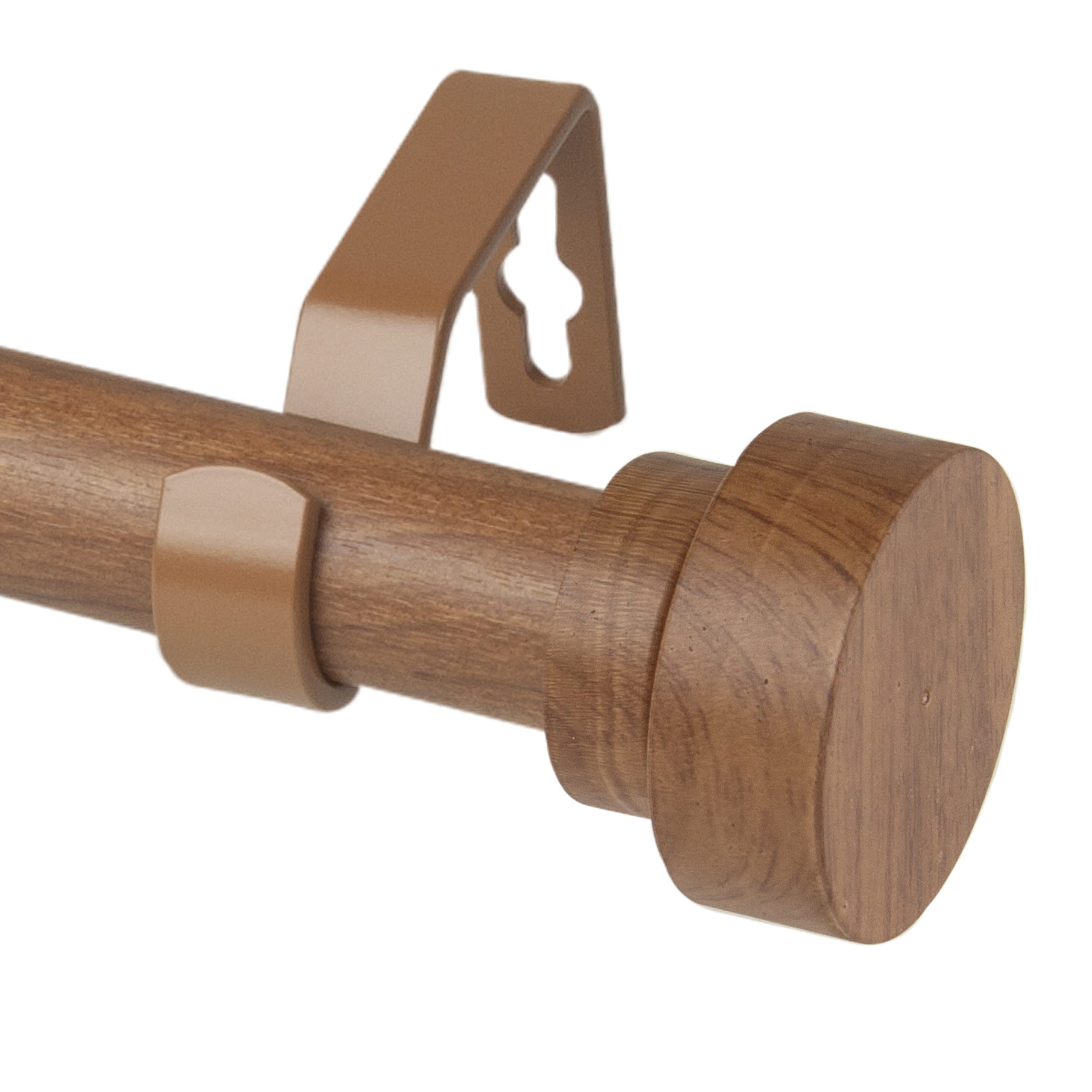 Rod Desyne W100-37-48W3 1" Bonnet Faux Wood Single Curtain Rod, 48-84 inch, Chestnut