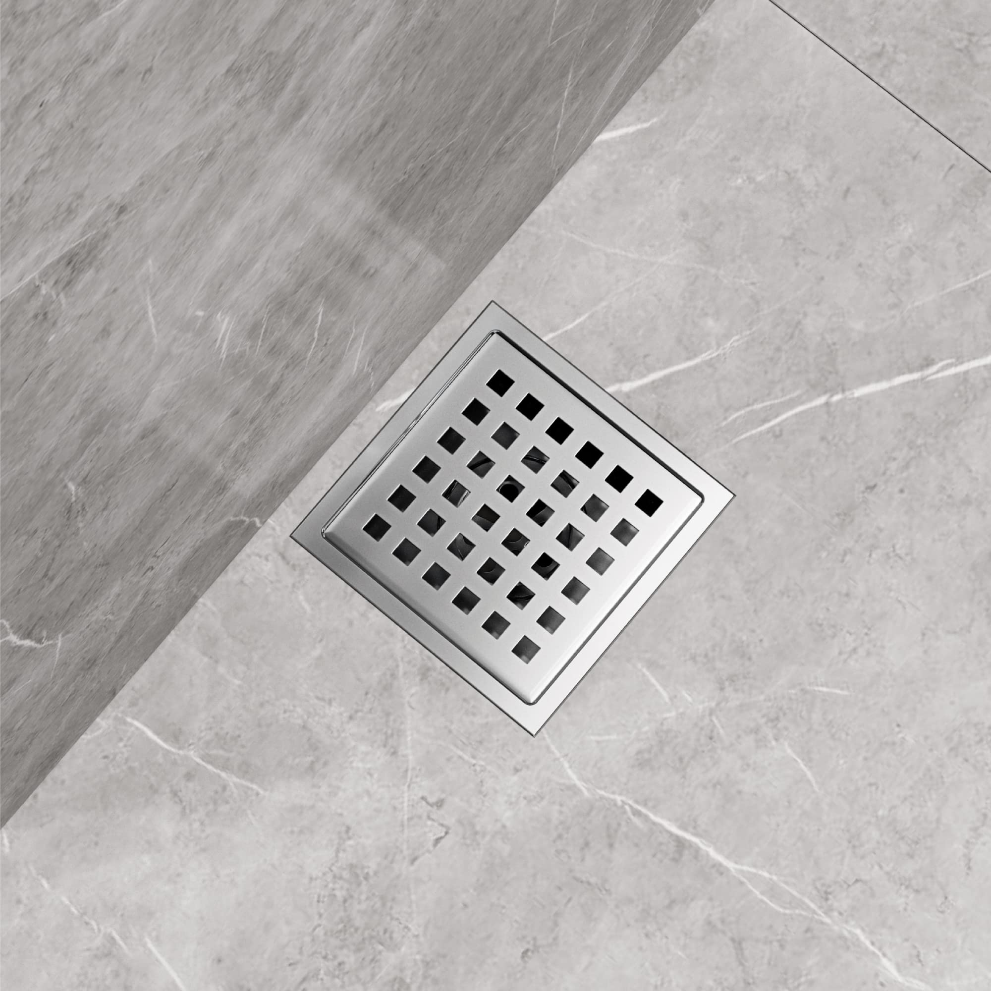 VIGO Elan 4.38 in. W x 4.38 in. L Square Shower Drain in Chrome - VG07004CH