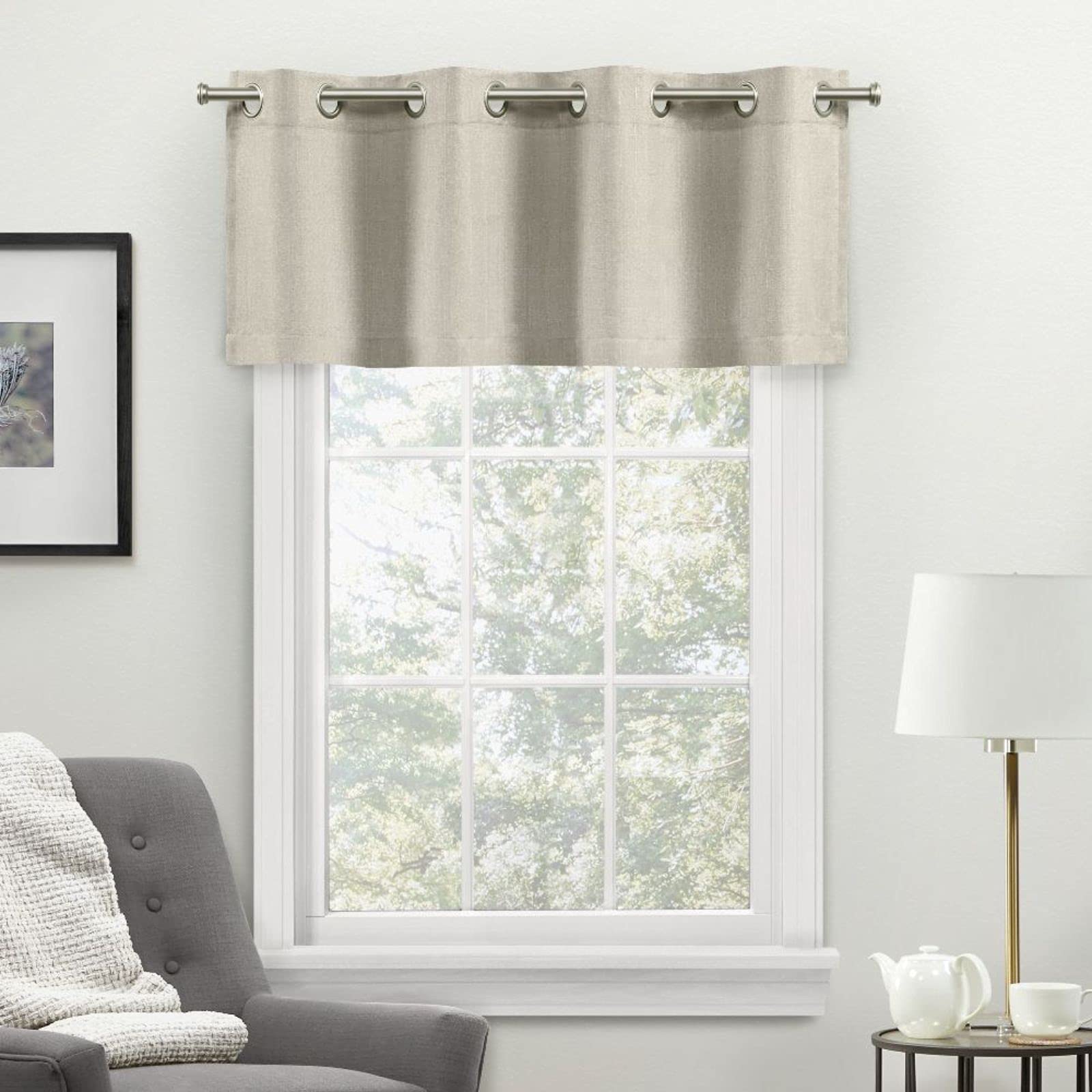 Exclusive Home Curtains Loha Light Filtering Grommet Straight Valance, 54"x18", Natural