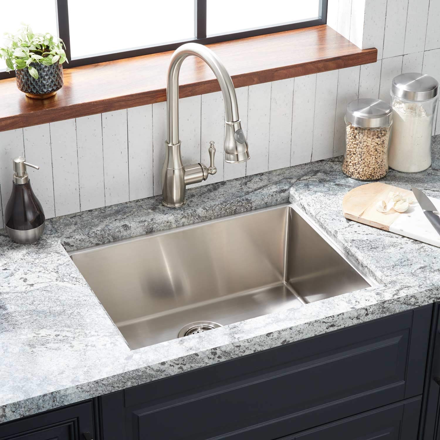 Signature Hardware 448364 Ortega 24" Drop In or Undermount Single Basin Stainless Steel Kitchen Sink