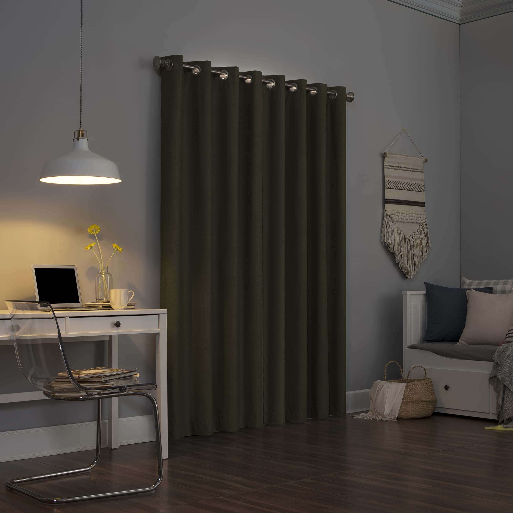 Sun Zero Columbia Thermal Insulated 100% Blackout Grommet Curtain Single Panel, 50" x 84", Olive Green