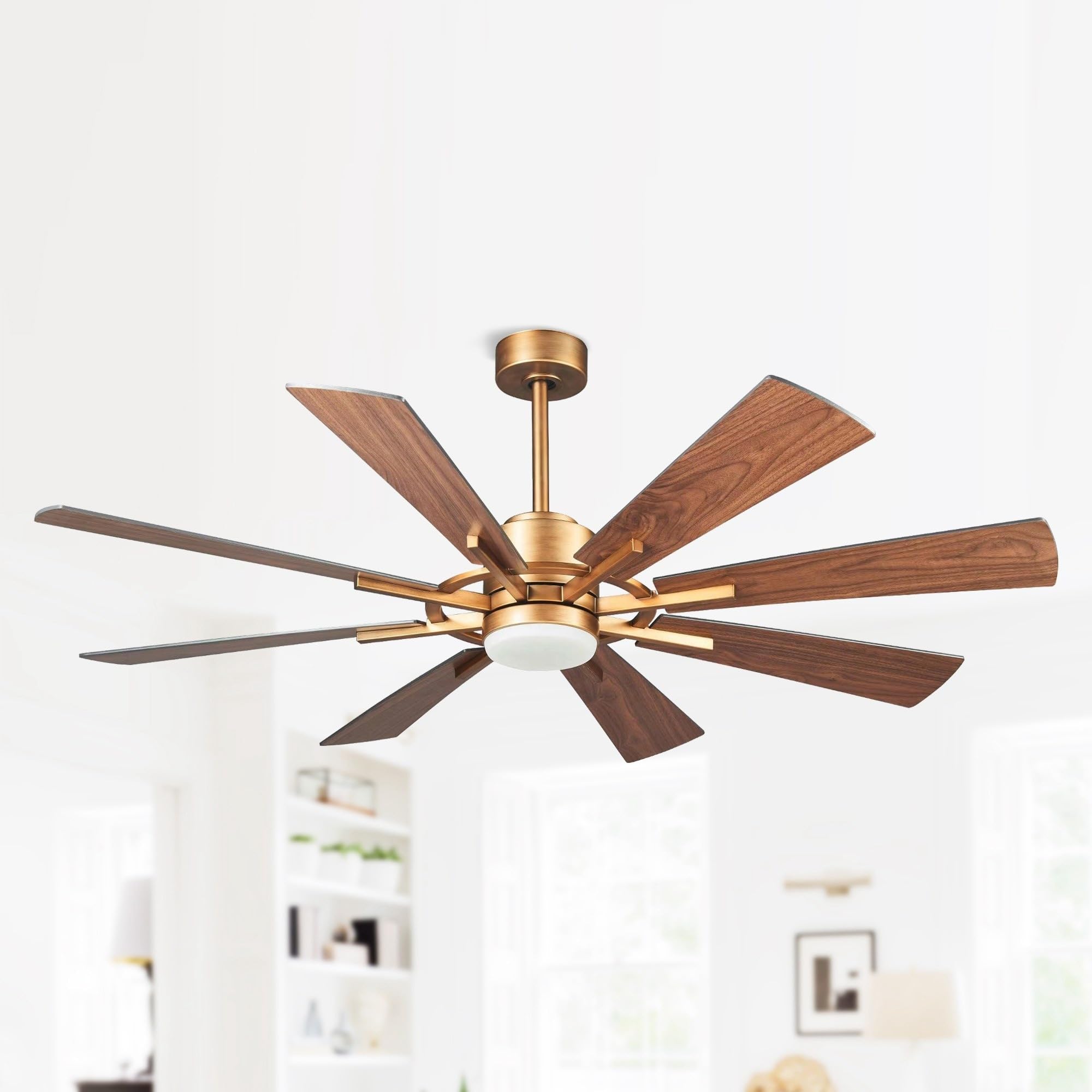 Parrot Uncle 60" Reversible 8-Blade Farmhouse Windmill LED Ceiling Fan with Remote