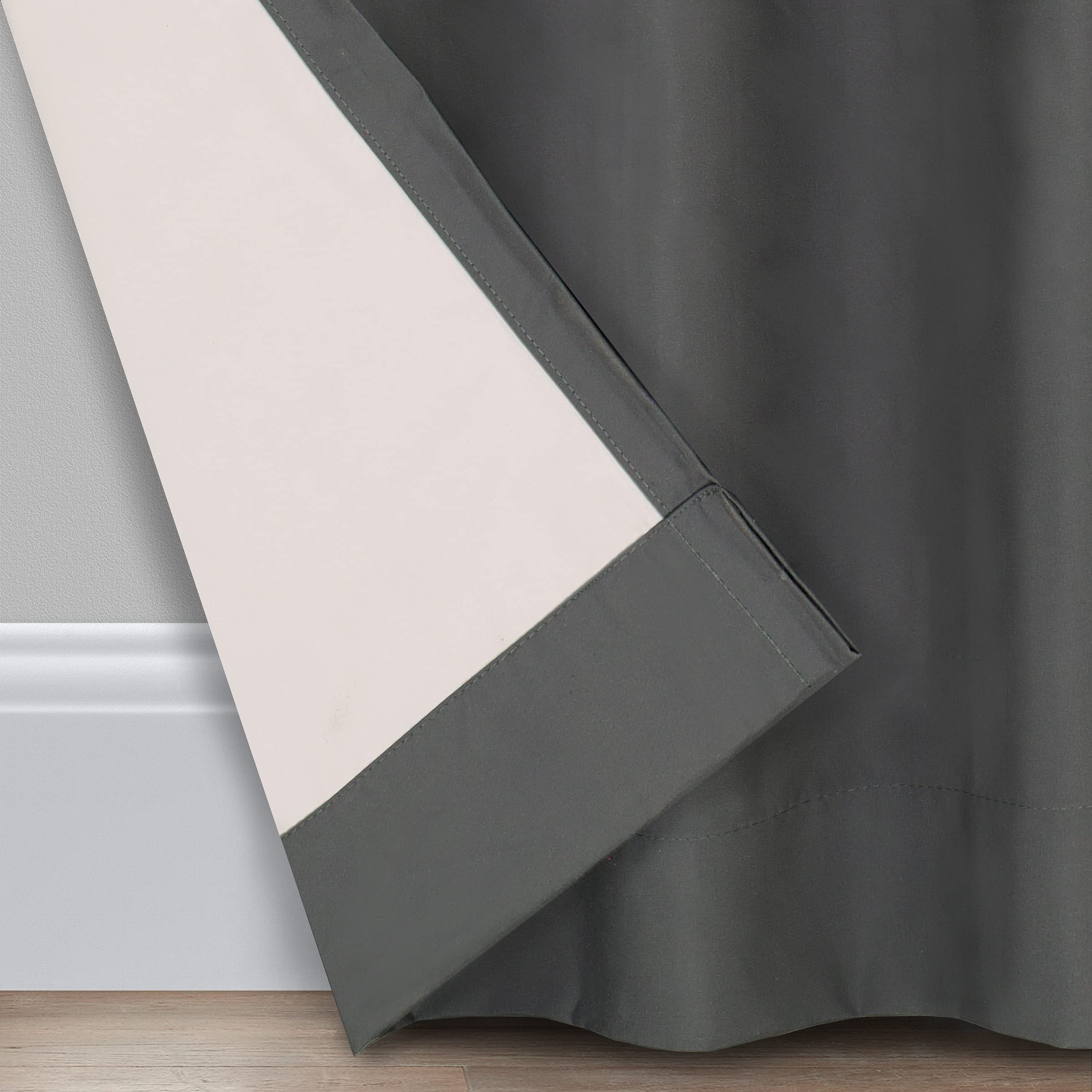 Eclipse Microfiber Total Privacy Blackout Thermal Grommet Window Curtain for Bedroom (1 Panel), 42 in x 63 in, Smoke