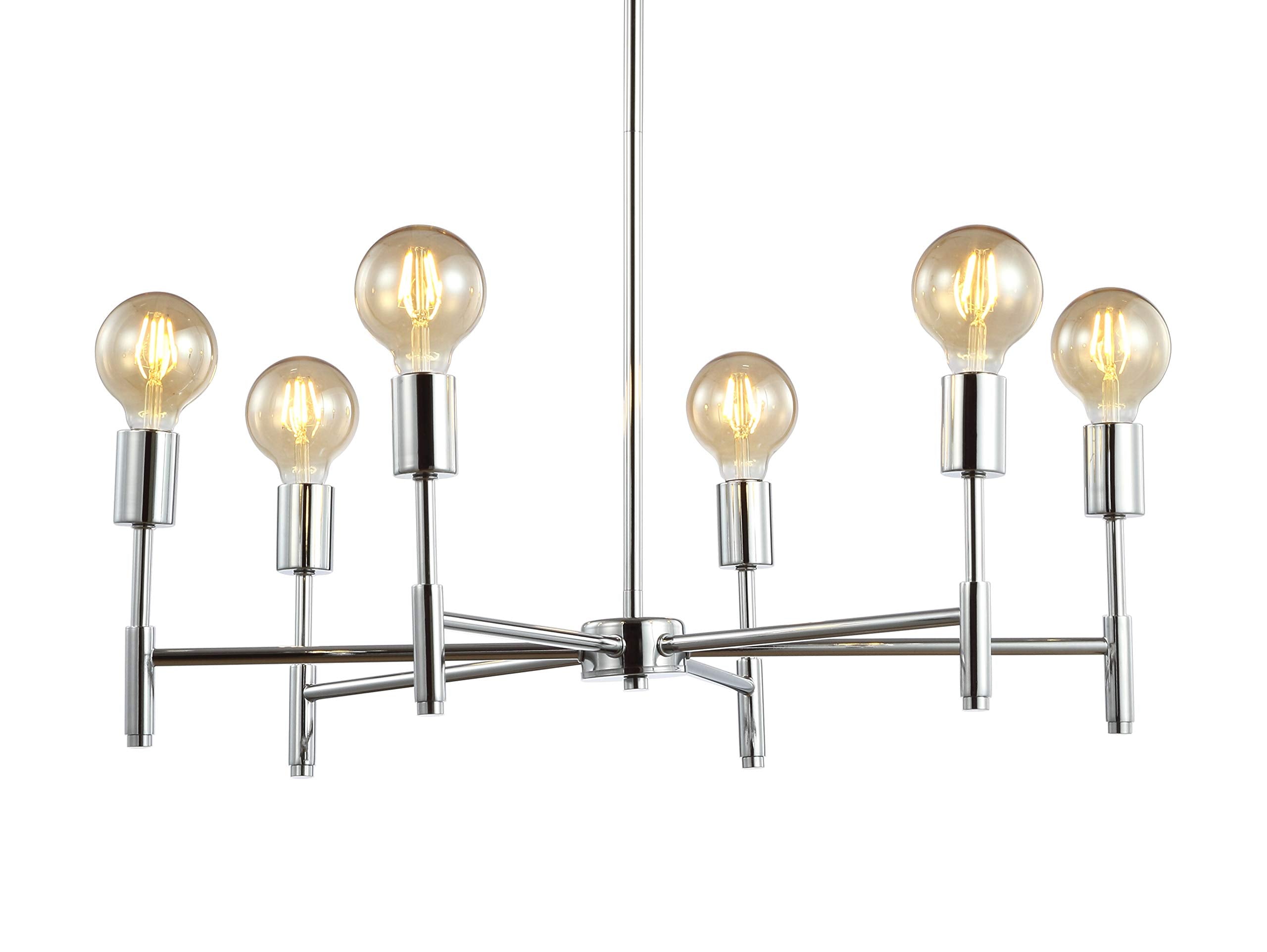 JONATHAN Y JYL7458A Turing 28.5" Adjustable Height Metal LED Pendant,Contemporary, Dimmable Dining Room, Living Room, Kitchen, Foyer, Bedroom, Chrome