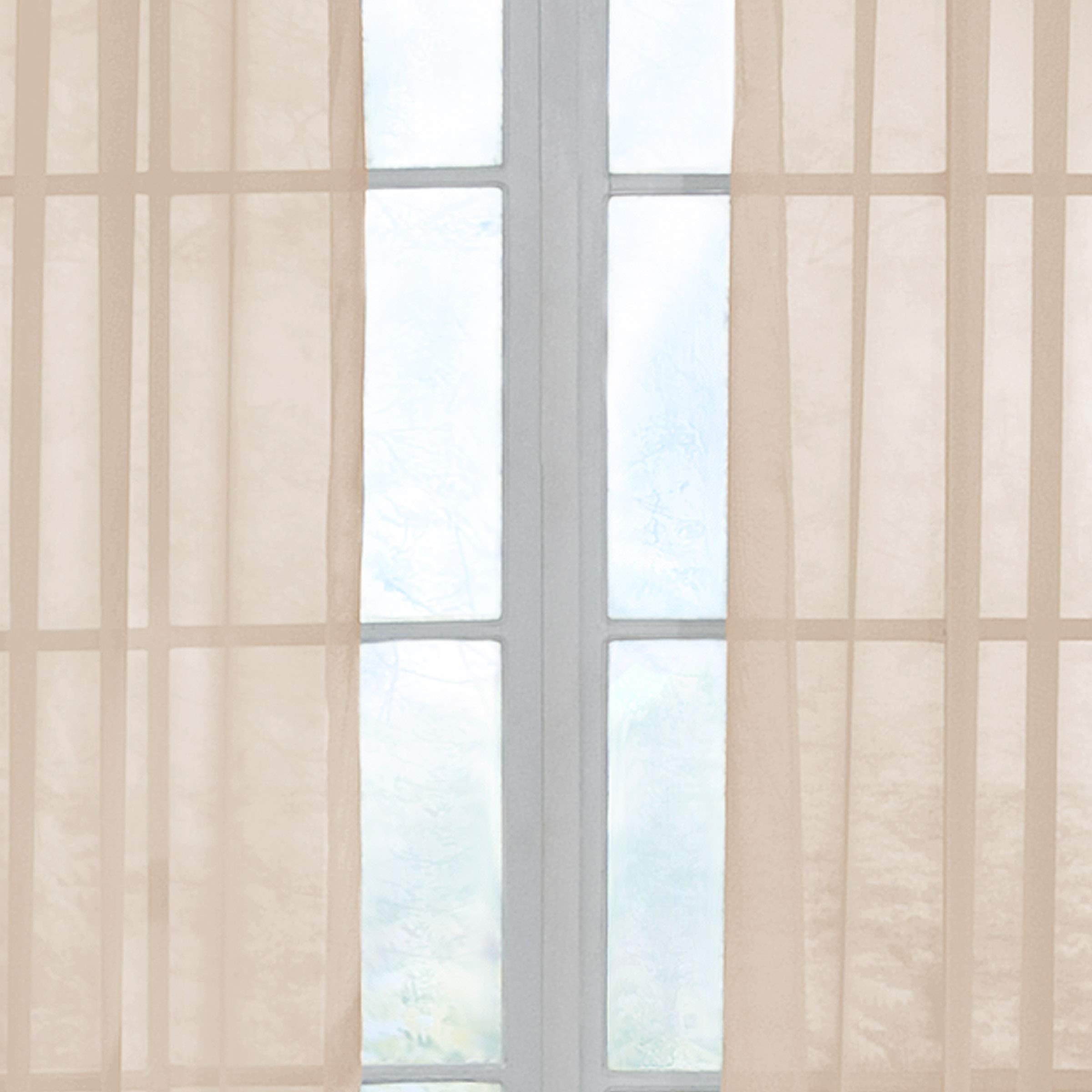 CurtainFresh Odor Neutralizing Sheer Voile Grommet Window Curtain for Bedroom or Living Room (1 Panel), 59 in x 63 in, Latte