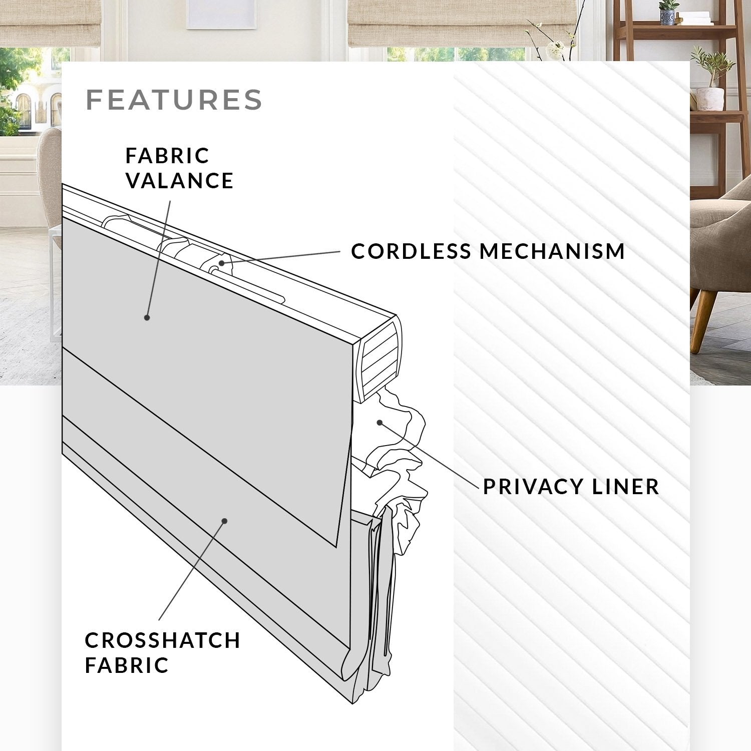 CHICOLOGY Roman Shades for Windows , Window Treatments , Roman Shades , Roman Window Shades , Room Darkening Shades , Window Shades , 33" W X 72" H , Belgian Flax (Privacy & Light Filtering)