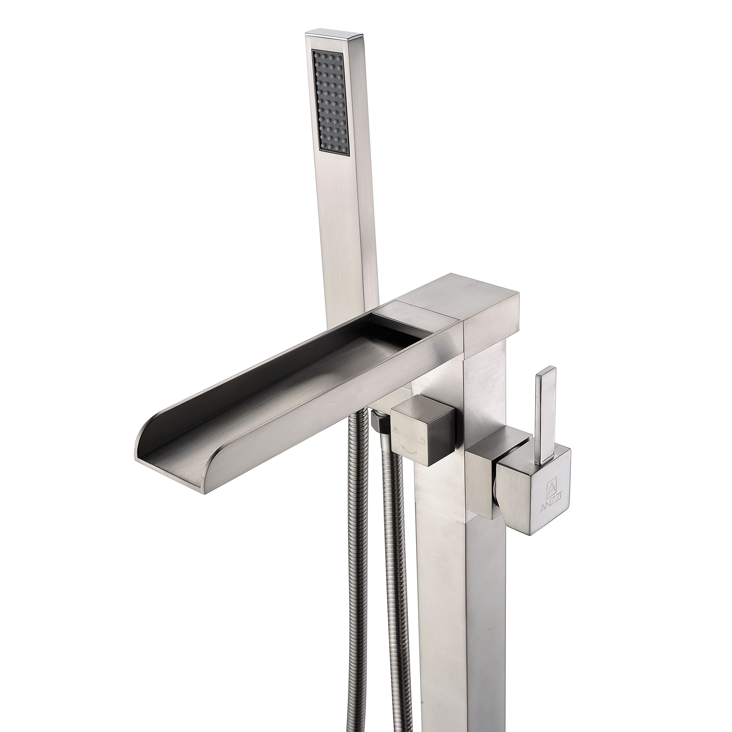 Anzzi Union 2-Handle Clawfoot Tub Faucet with Hand Shower in Brushed Nickel Matte Black