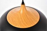 Elegant Lighting Nora Collection Pendant D11.5in H9in Lt:1 Black and Natural Wood Finish