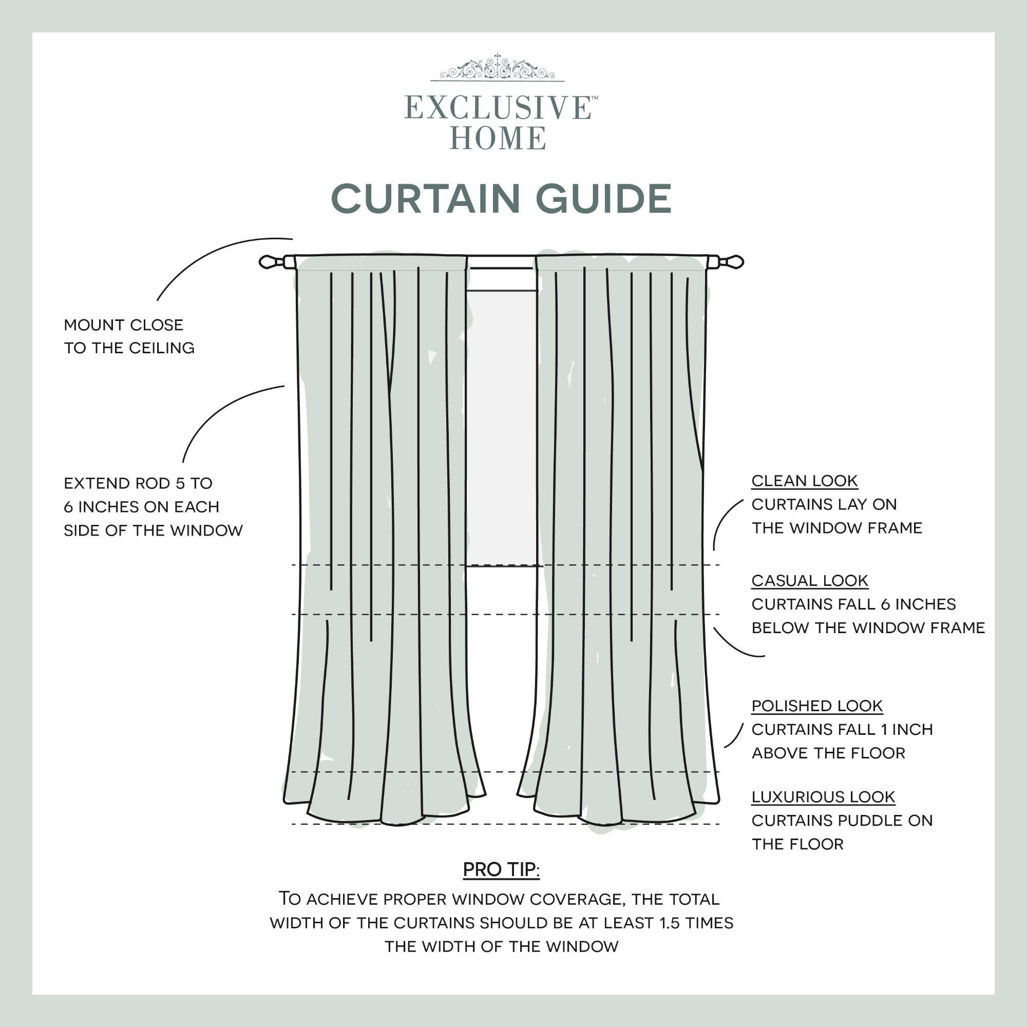 EXCLUSIVE HOME Belgian Textured Linen Look Jacquard Sheer Rod Pocket Curtain Panel Pair, 50"x63", Winter White