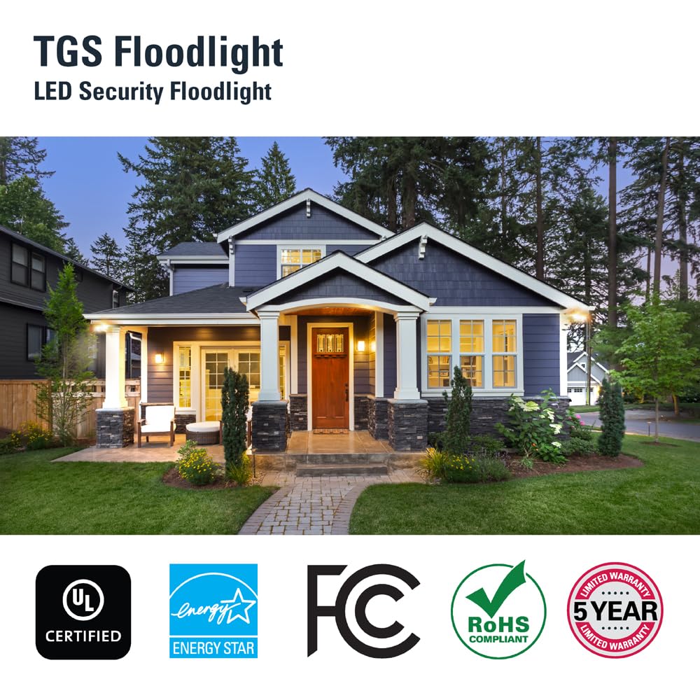 TGS 27-Watt, Bronze, Motion Activated, Outdoor Integrated LED Flood Light with Round Triple Head, 4000K, 3000 Lumens